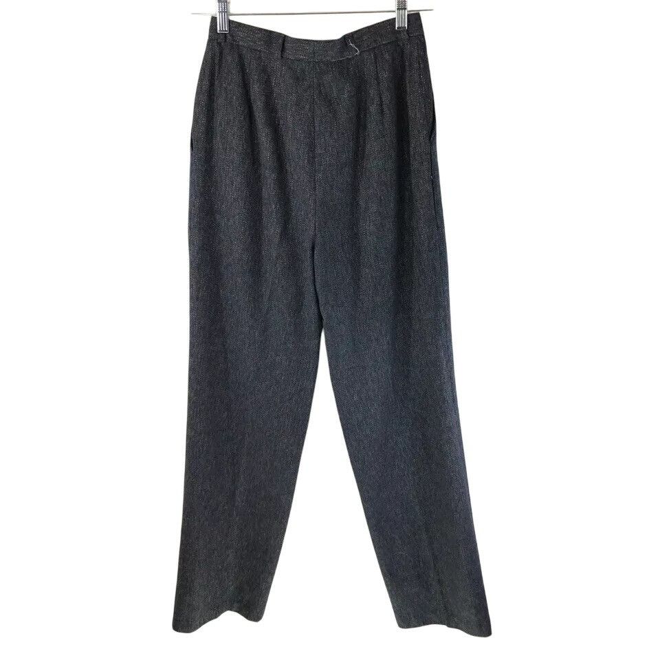Other Ann Stevens Womens Pants Blue High Rise Pleated Tweed Wool B Size 34" / US 12 / IT 48 - 2 Thumbnail