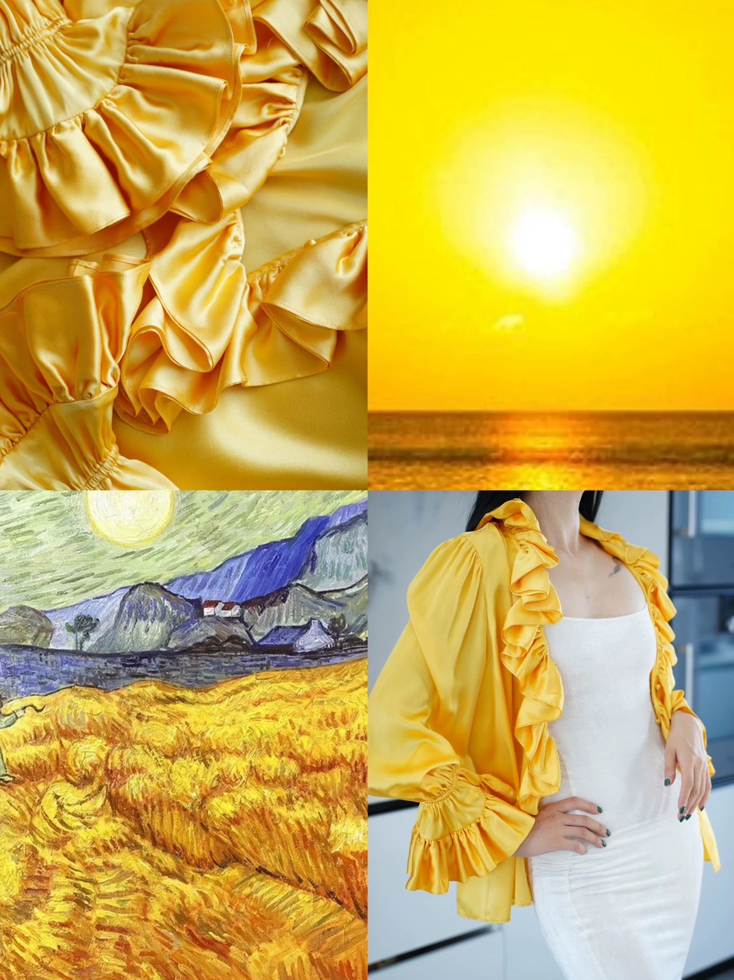 Other Custom Sunset Yellow Silk Vampire Shirt Loose Fit Size S / US 4 / IT 40 - 2 Thumbnail
