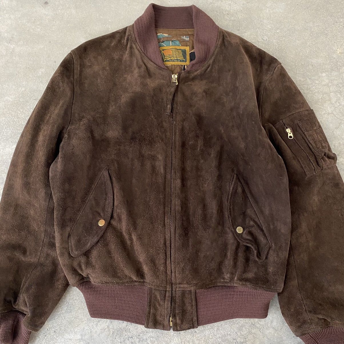 Karl Helmut × Vintage VTG Karl Helmut Cowhide Hand Painted Leather Bomber Jacket Size US M / EU 48-50 / 2 - 9 Thumbnail