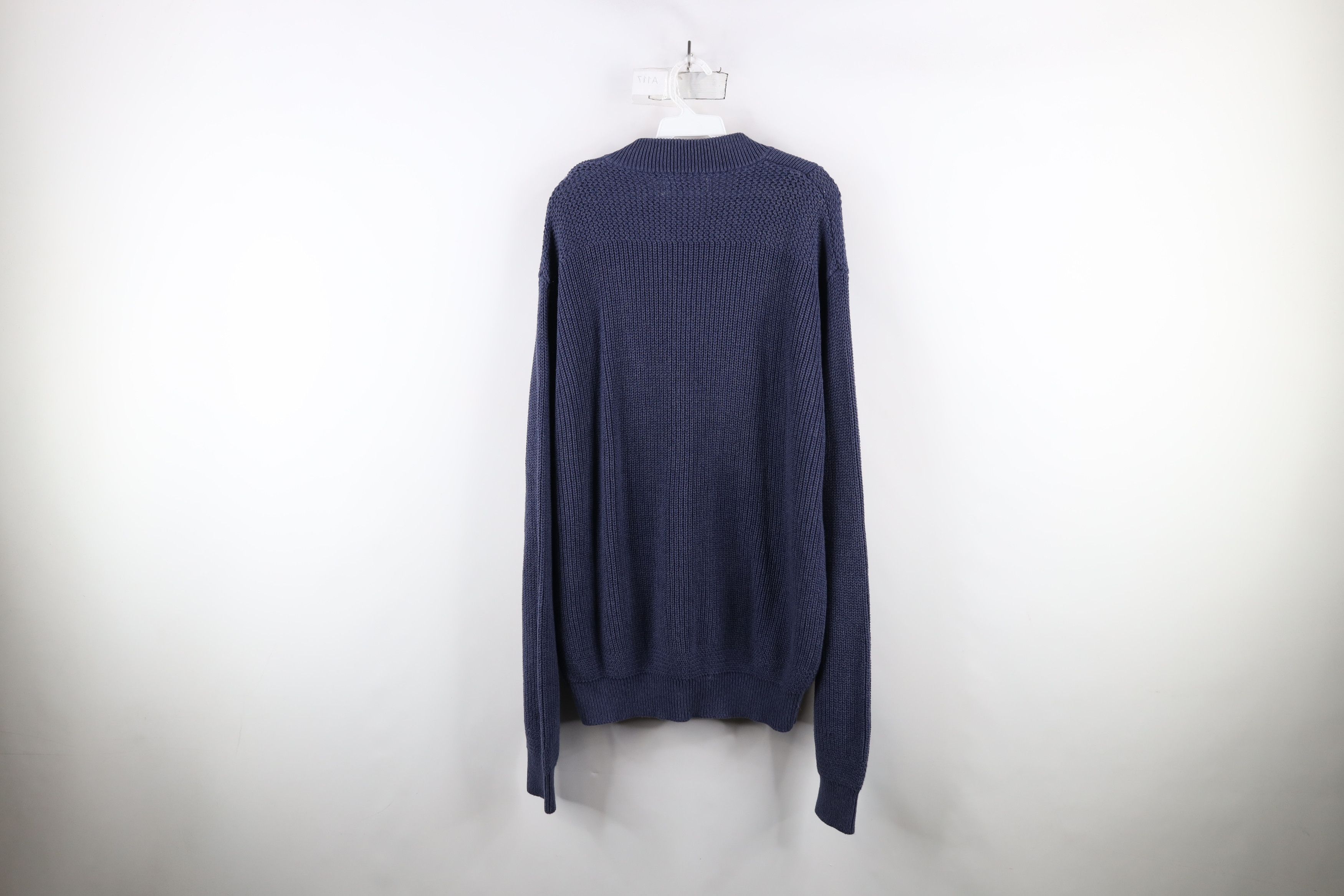 Cabelas × Vintage Vintage Cabelas Blank Cotton Ribbed Knit Henley Sweater Blue Size US L / EU 52-54 / 3 - 11 Thumbnail