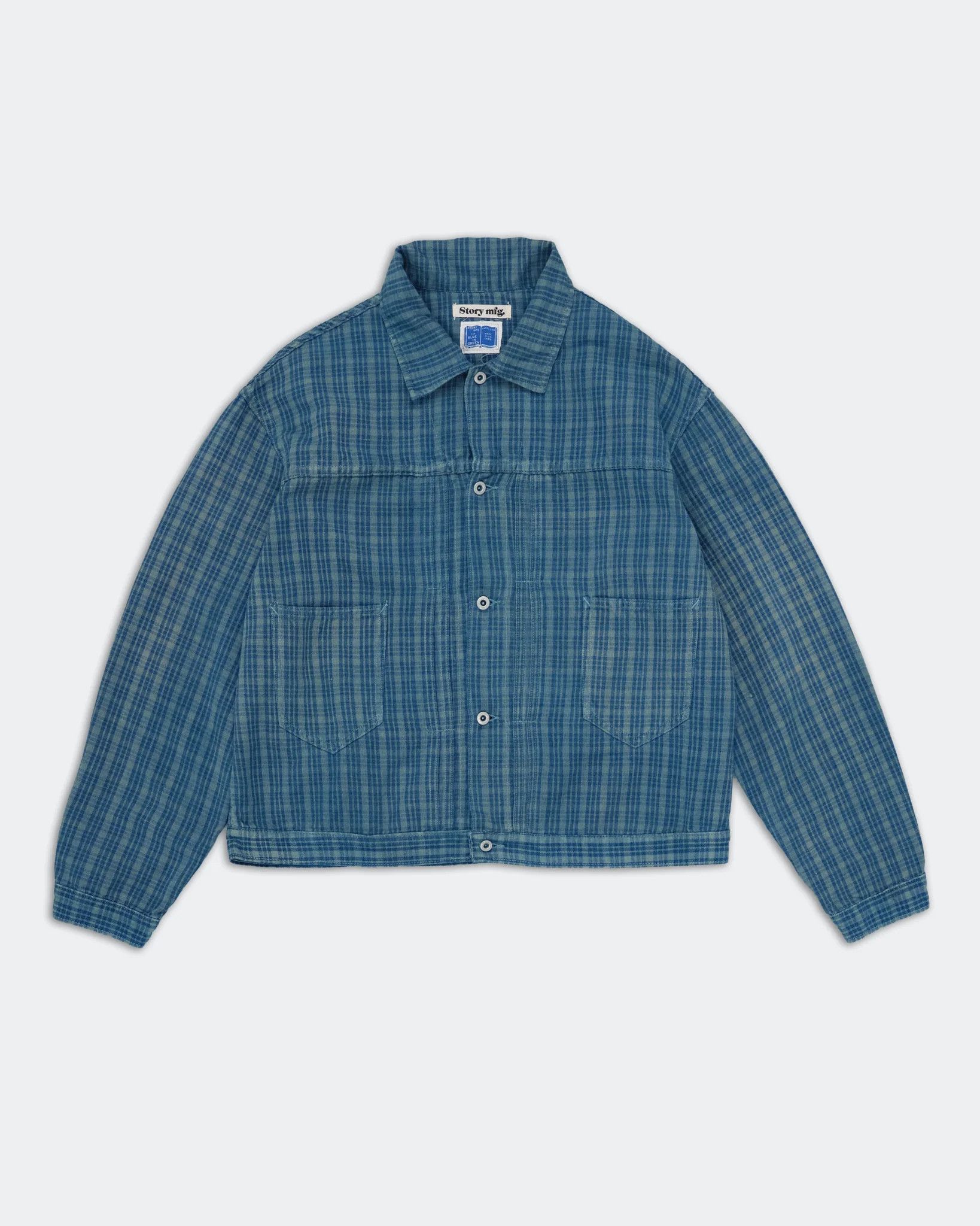 Story Mfg. 💚 Blue In Green x Story Mfg. Sundae Jacket Indigo Mud Check Size US M / EU 48-50 / 2 - 1 Thumbnail