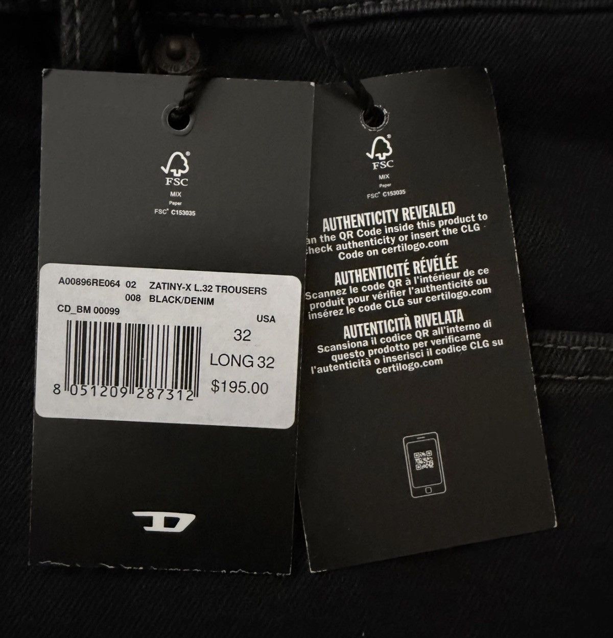 Diesel Diesel Mens Zatiny Bootcut Jeans RE064 Black Size 32/32 Size US 32 / EU 48 - 6 Thumbnail
