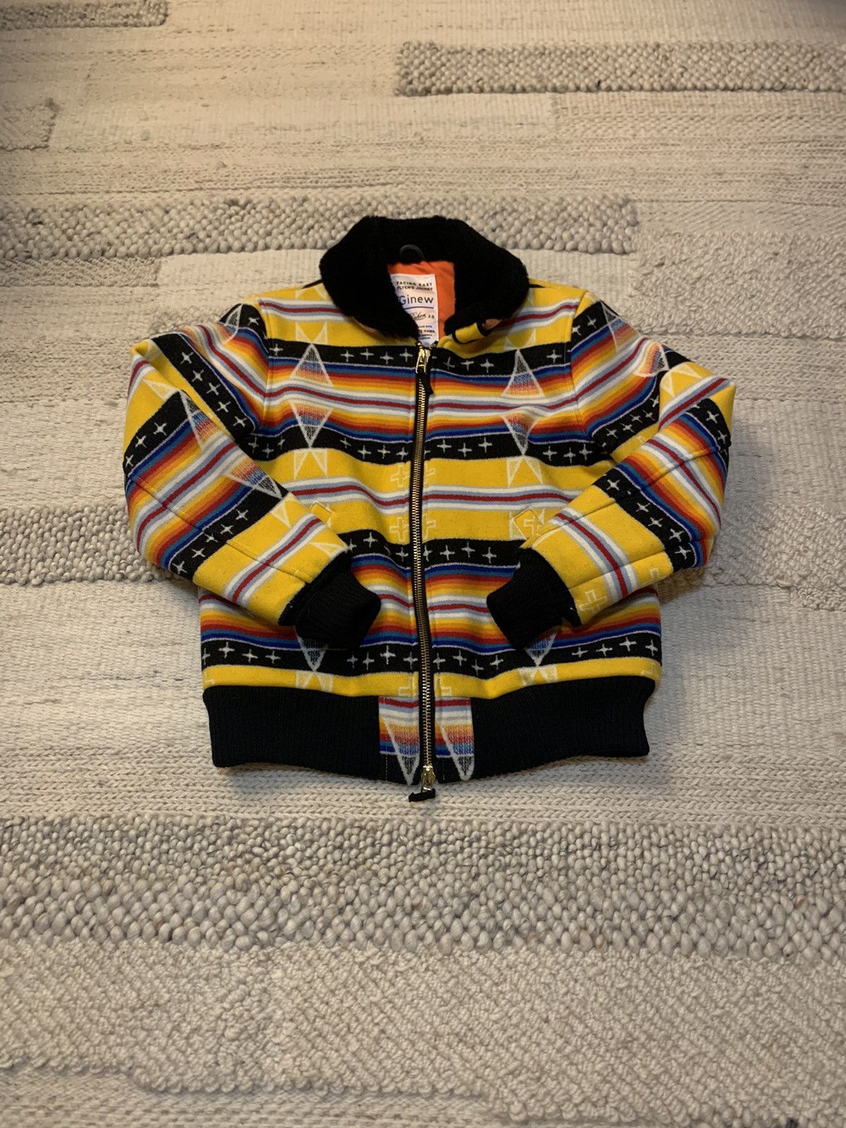 image of Dehen 1920 x Ginew X Pendleton Facing East Flyer’S Jacket in Yellow, Men's (Size Medium)