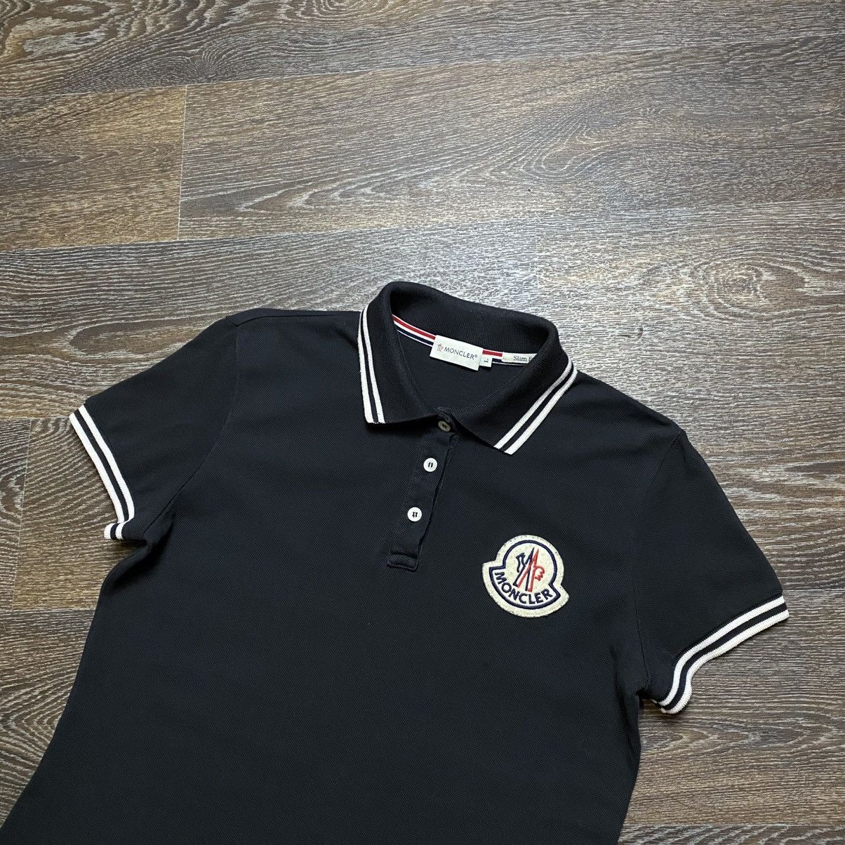 Moncler Moncler Polo Shirt Tee Black Big Logo Women size M/L rare Size L / US 10 / IT 46 - 2 Thumbnail