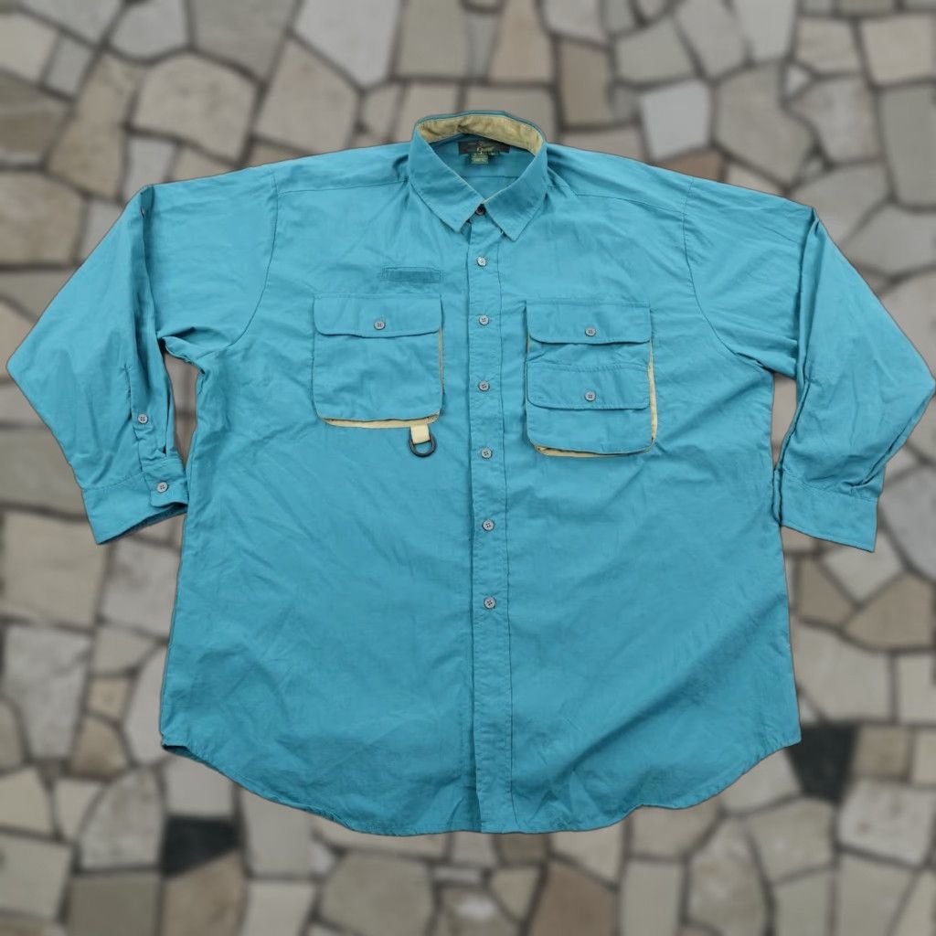 Orvis VINTAGE Orvis Shirt Mens XL Teal Blue Fly Fishing Vented Button Up Roll Tab 90s Size US XL / EU 56 / 4 - 1 Thumbnail