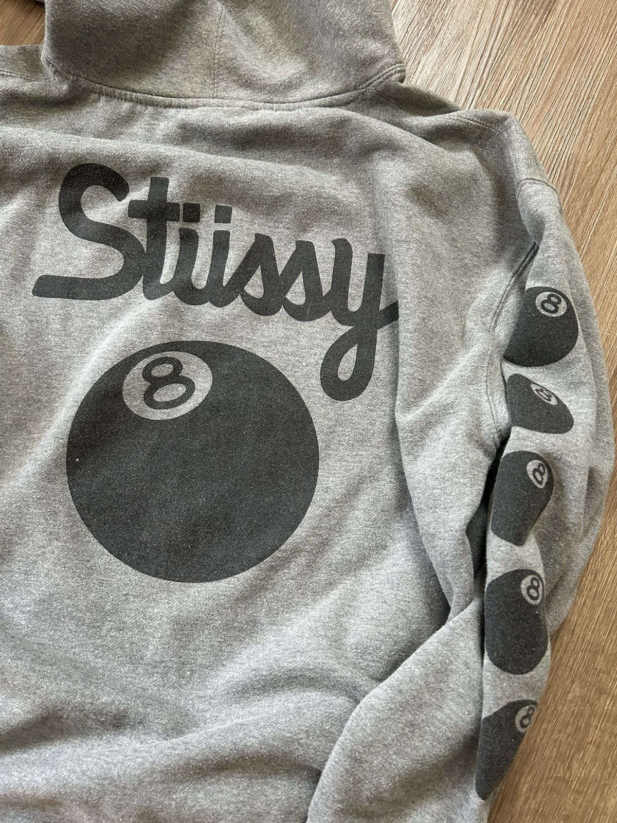 Stussy Stussy 8 Ball Script Hoodie Heather Grey XL 2013 Size US XL / EU 56 / 4 - 8 Thumbnail