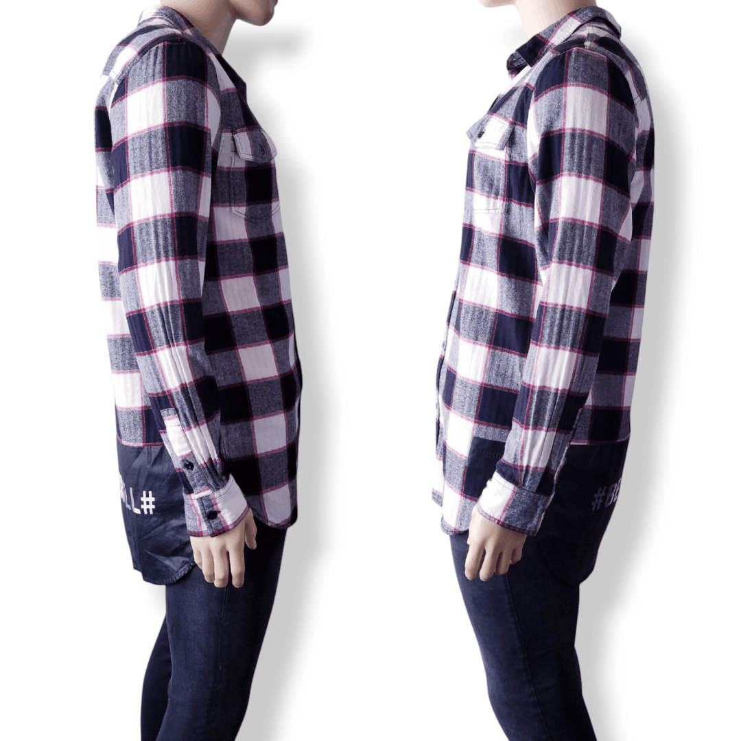 Been Trill Been Trill Black & White Plaid Flannel Long Line Logo Shirt Size US XL / EU 56 / 4 - 4 Thumbnail