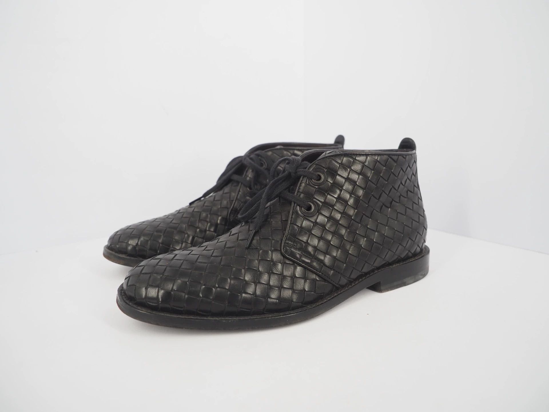 Bottega Veneta BV Black Woven Leather Mid-Top Boots Size 39 Size US 7.5 / EU 40-41 - 1 Thumbnail