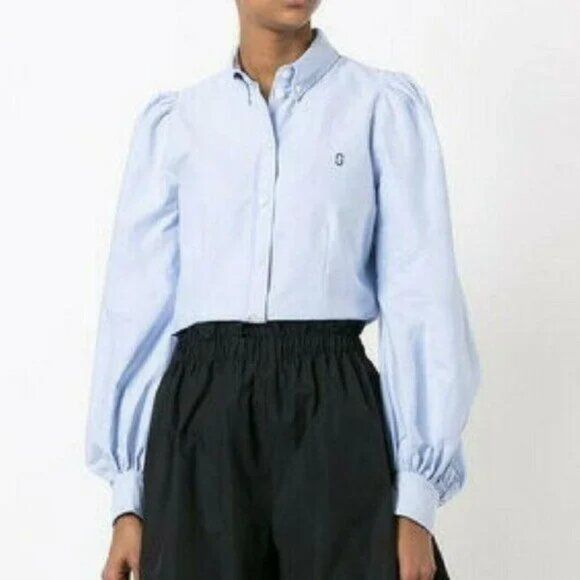 Marc Jacobs Marc Jacobs Bishop Embroidered Oxford Shirt Blue Long Sleeve Size S / US 4 / IT 40 - 3 Thumbnail