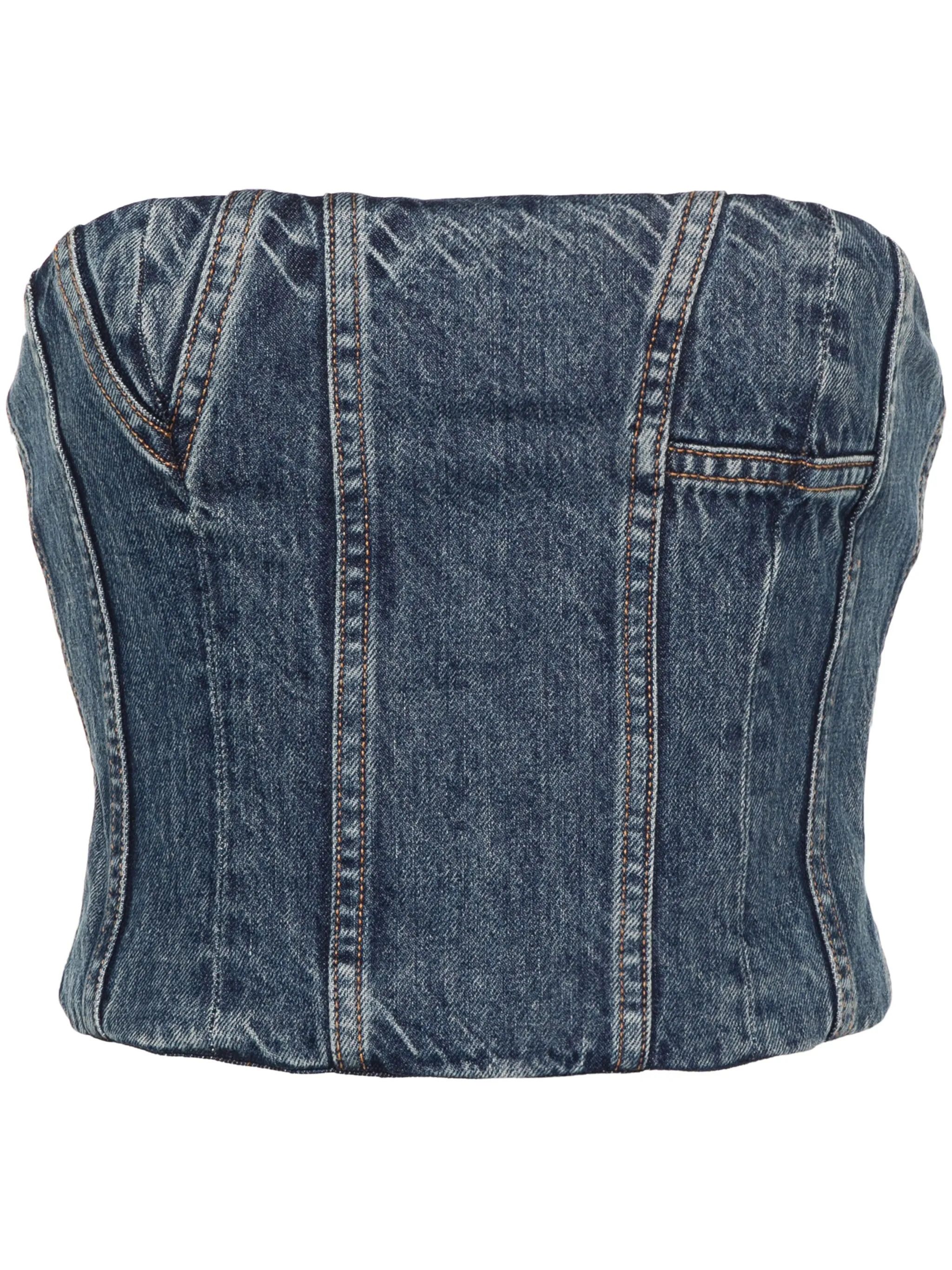 Amiri o1y0425 Crop Top in Blue Size XS / US 0-2 / IT 36-38 - 1 Thumbnail