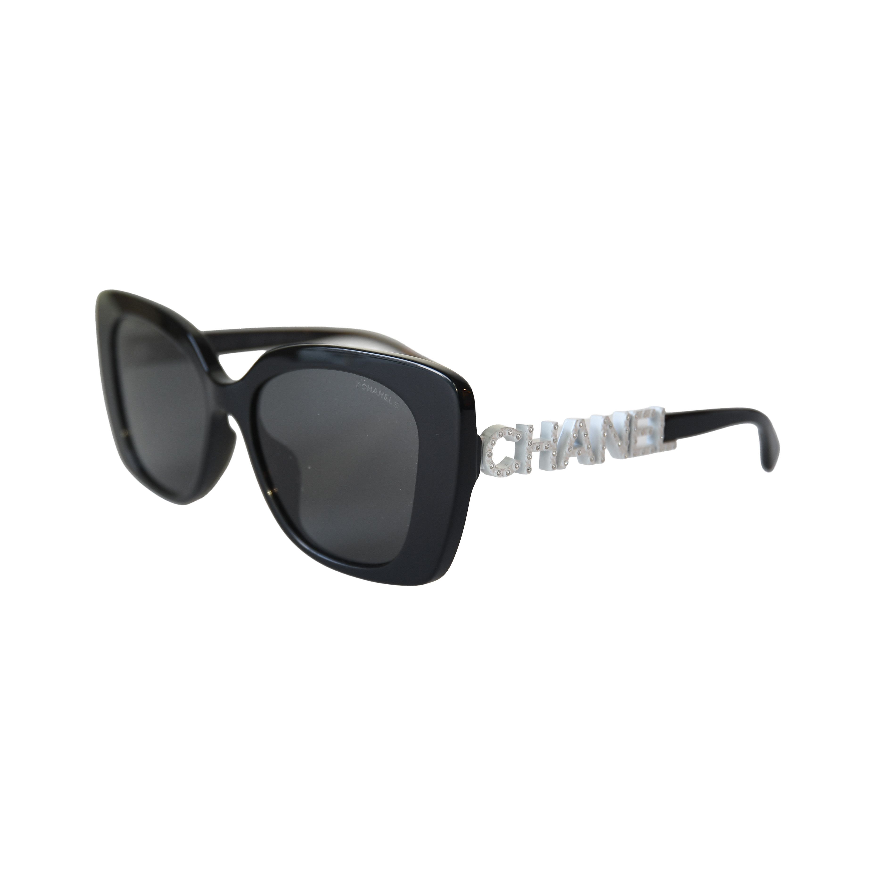 Chanel Chanel Acetate Frame Strass Lettering Square Sunglasses Size ONE SIZE - 2 Thumbnail
