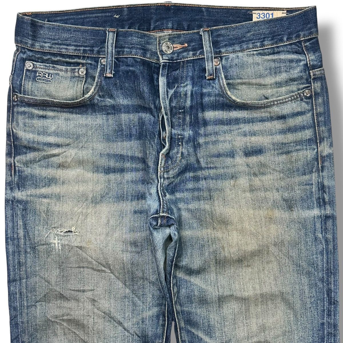 G-Star G-Star Raw 3301 Slim Fit Denim Jeans Vintage Faded Mud Wash Size US 34 / EU 50 - 2 Thumbnail