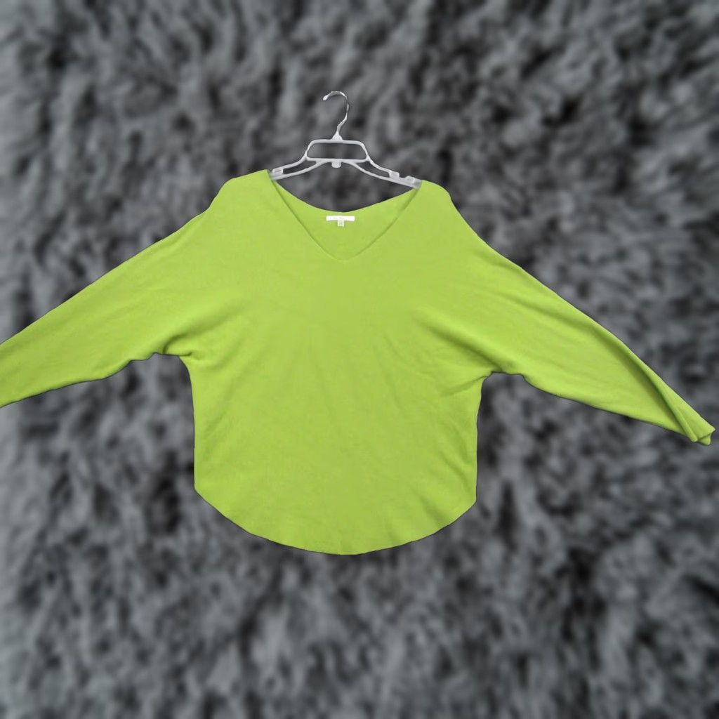 Vintage Vita Milano Sweater Womens Large Green V Neck Dolman Batwing Knit Pullover Top Size L / US 10 / IT 46 - 1 Thumbnail
