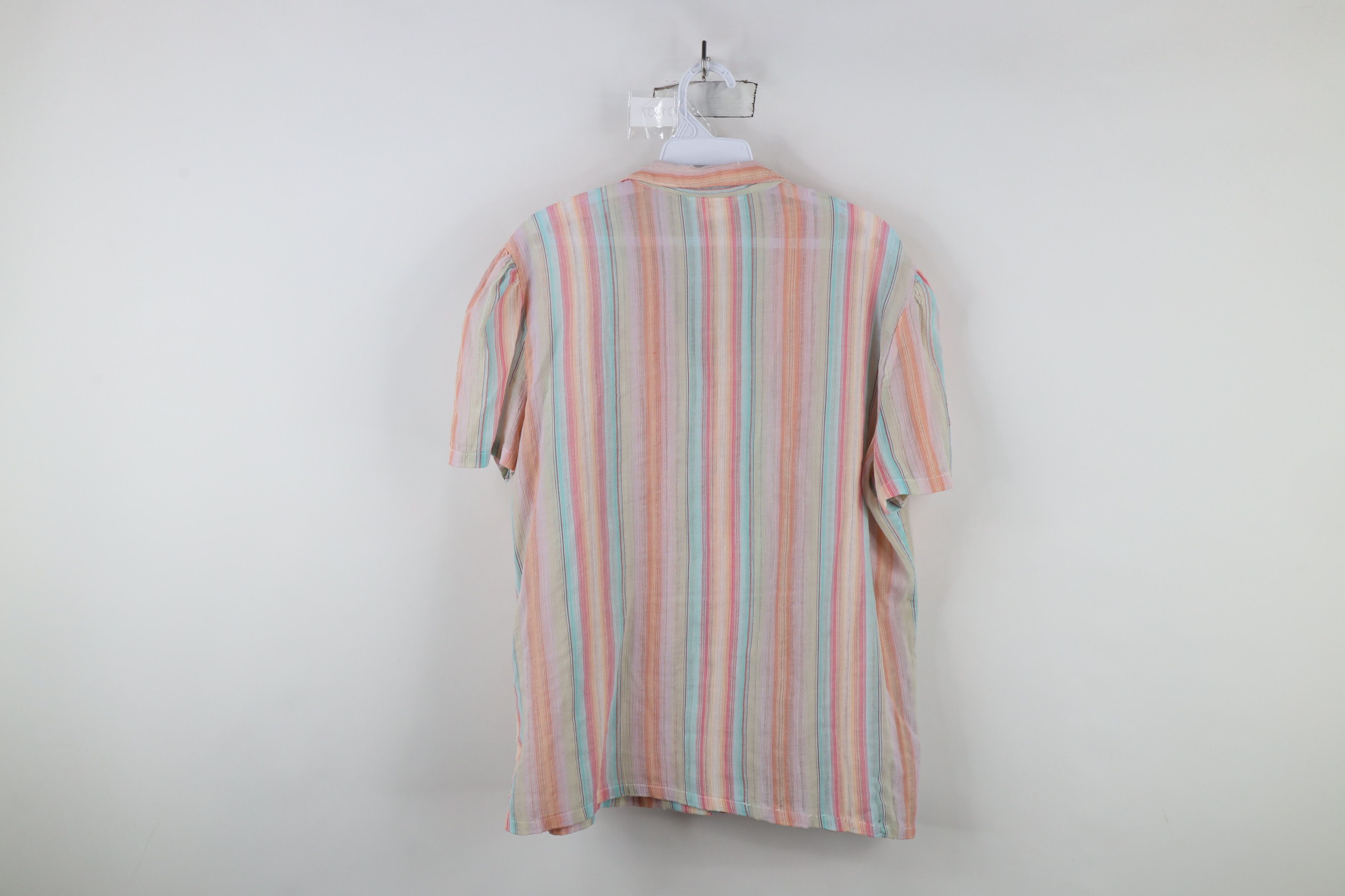 Vintage Vintage 70s Streetwear Pastel Striped Button Shirt USA Size XXL / US 16-18 / IT 52-54 - 10 Thumbnail