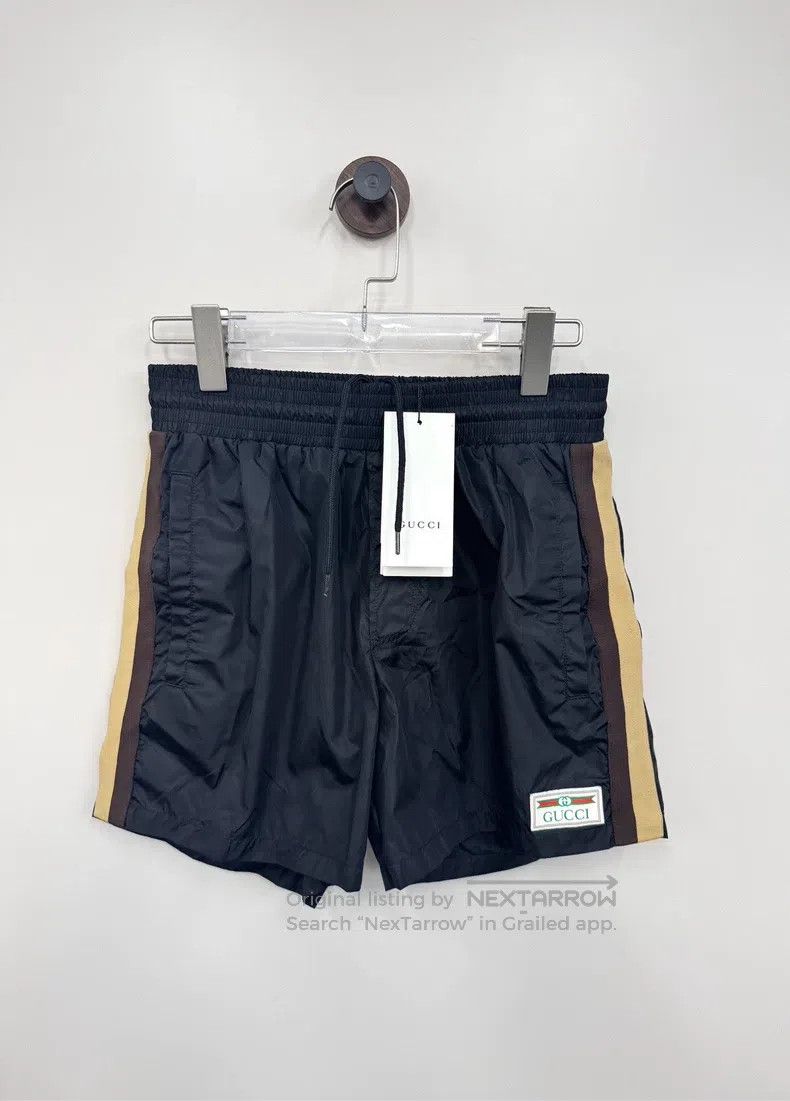 Gucci Gucci Black embroidered logo logo tie shorts Size US 28 / EU 44 - 1 Thumbnail