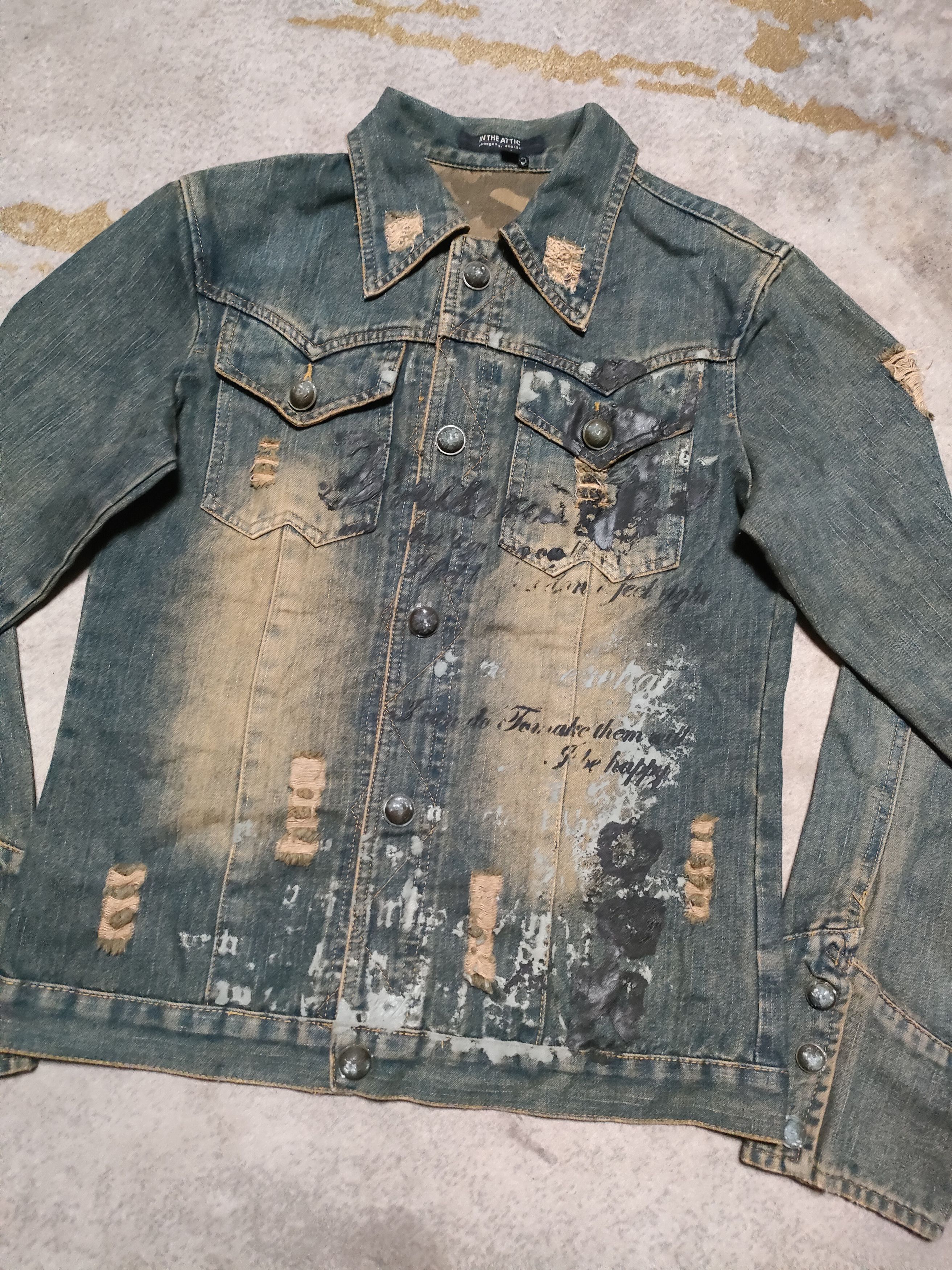 In The Attic In The Attic Distressed Design Denim Jacket Size US M / EU 48-50 / 2 - 3 Thumbnail
