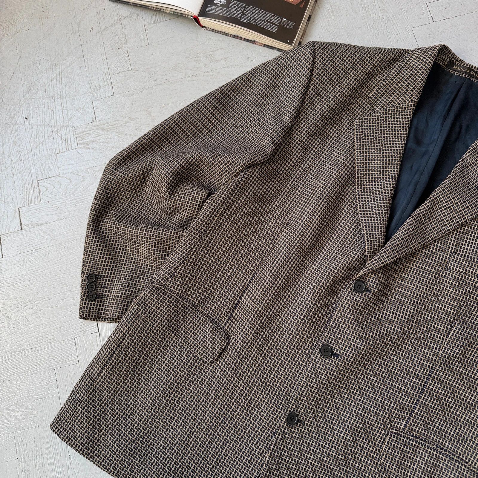 Marks & Spencer Vintage Preppy Classic Wool Check Blazer Jacket Elegant Size US XL / EU 56 / 4 - 2 Thumbnail