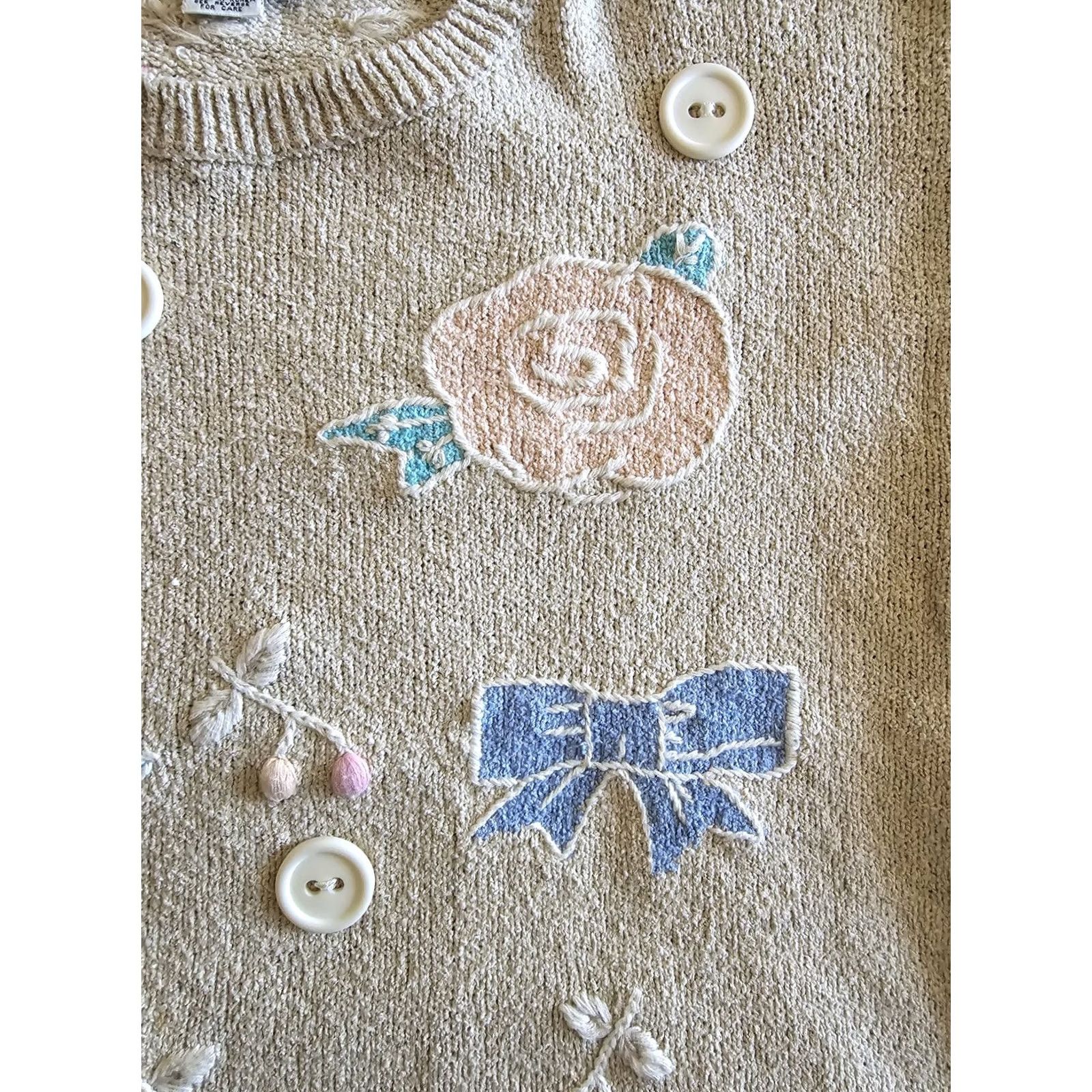 Vintage VINTAGE CHAUS Cottagecore Sweater Womens Medium Large Beige 1980s 90s Fairycore Arts & Crafts Cotton Blend Size M / US 6-8 / IT 42-44 - 7 Thumbnail