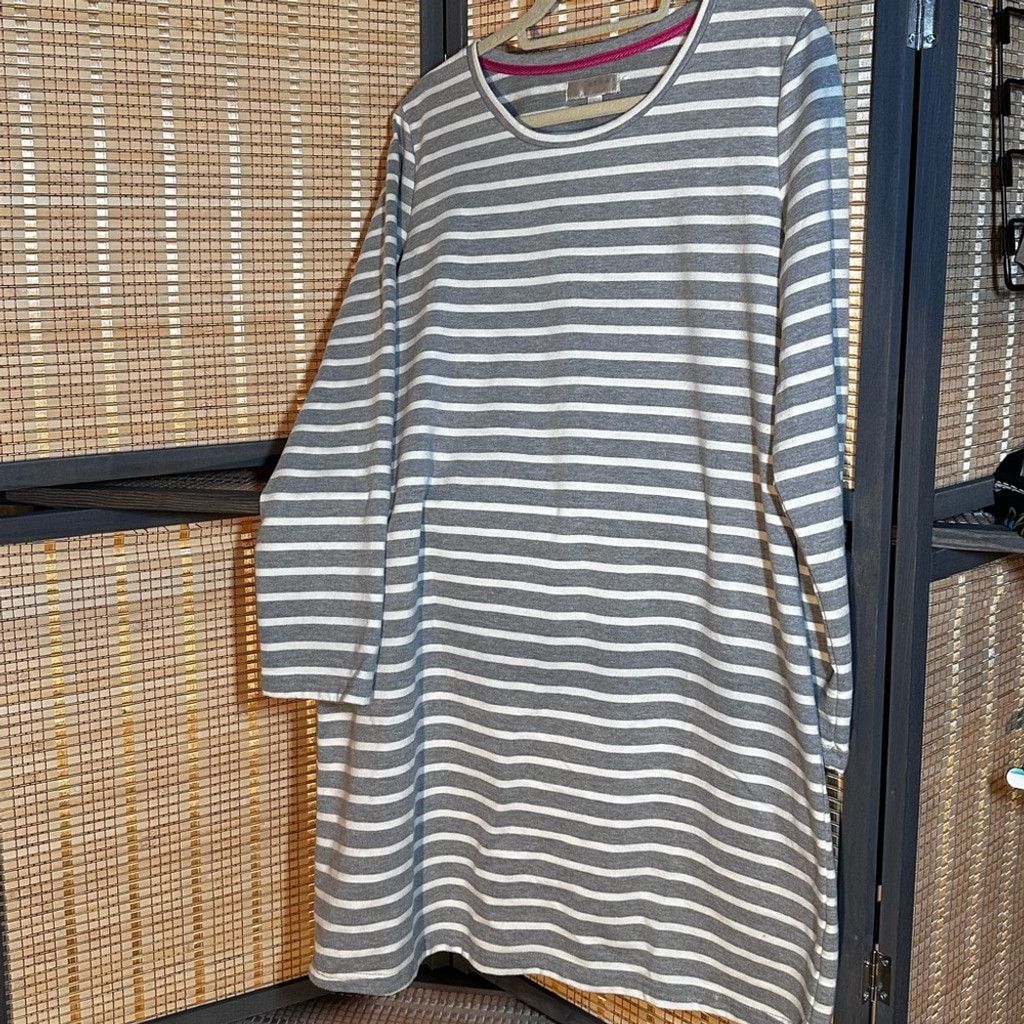 Kendrick Lamar Kenar Gray and White Striped "Sweatshirt" Dress Size L / US 10 / IT 46 - 2 Thumbnail