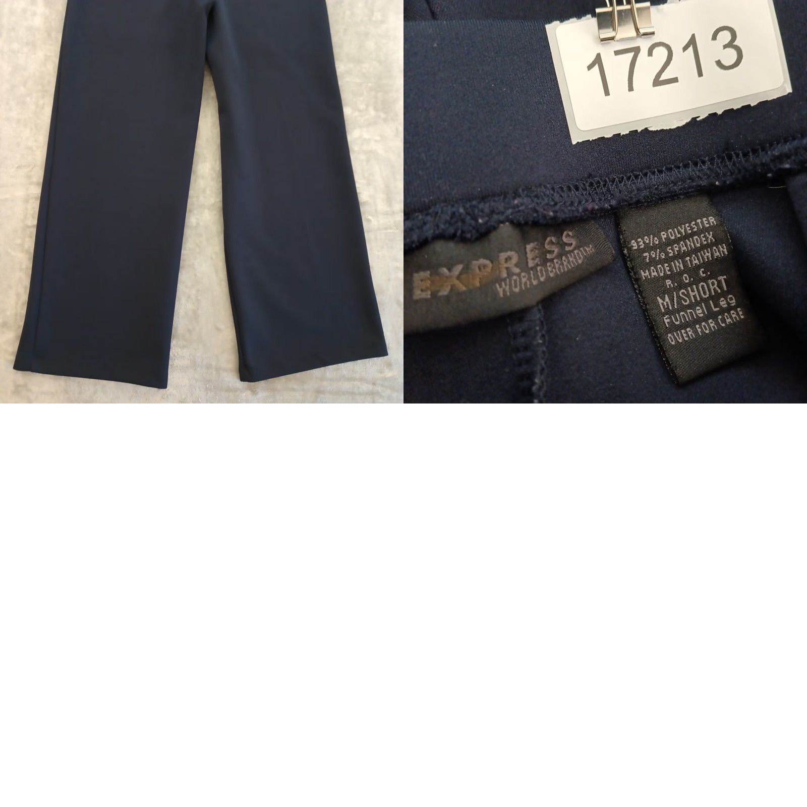 Express Express Pants Womens Medium Short Blue Pull On Wide Leg Ankle 28x29 Mid Rise Polyester Blend Size 32" / US 10 / IT 46 - 8 Thumbnail