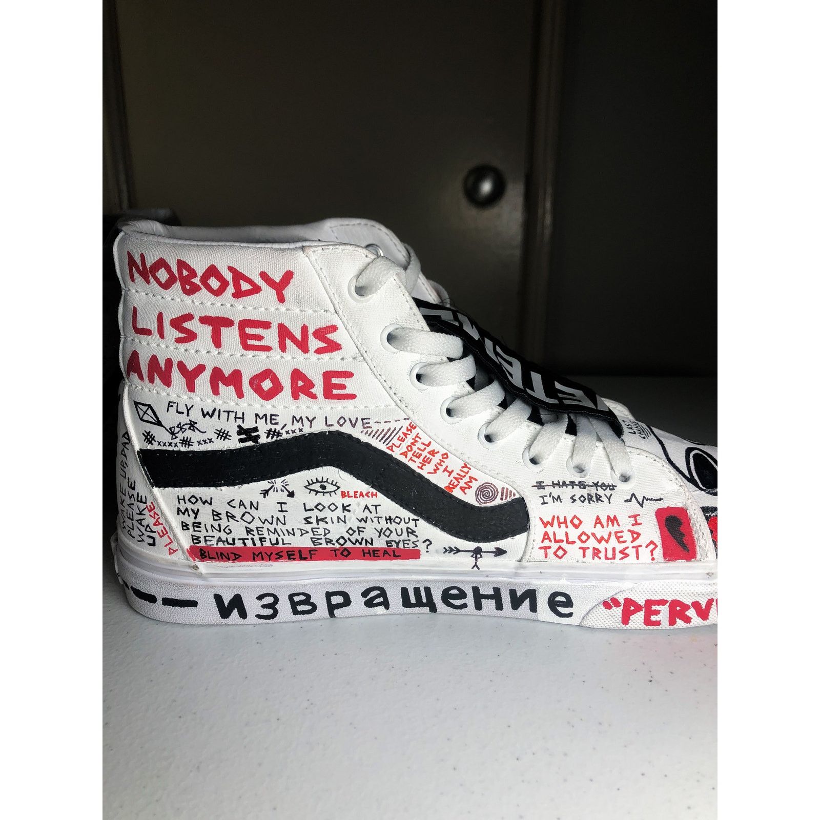 Vans Custom Hand Painted Vans Sk8-High, Size 11.5 Size US 11.5 / EU 44-45 - 8 Thumbnail