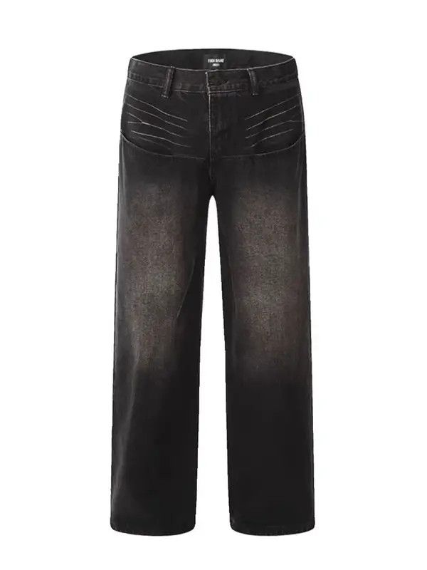 Japanese Brand VIBE Street hiphop retro grunge topstitch wide leg jeans Size US 33 - 5 Thumbnail