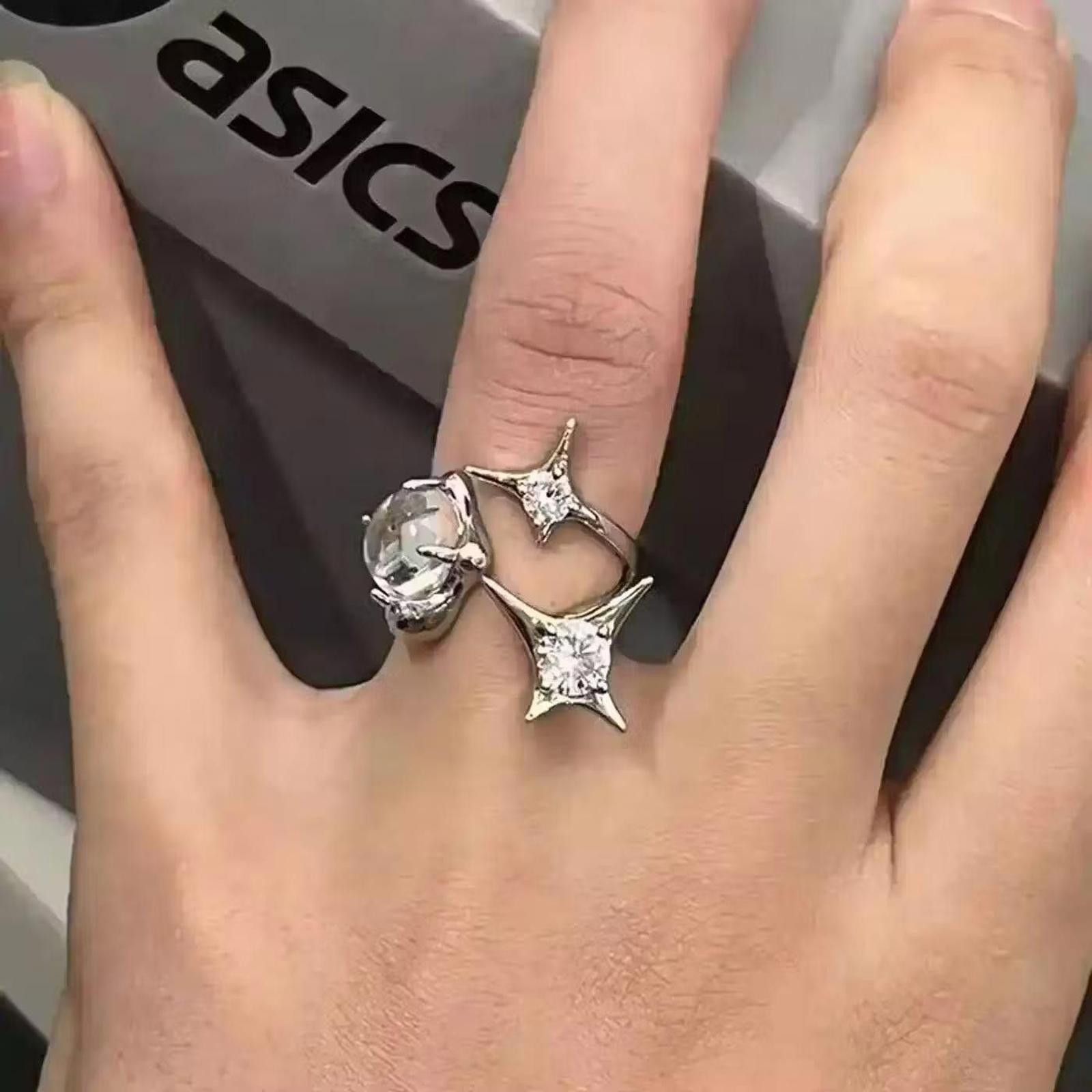 Jewelry Opal Ring Zircon Star Irregular Moonstone Vintage Geometric Size ONE SIZE - 1 Thumbnail