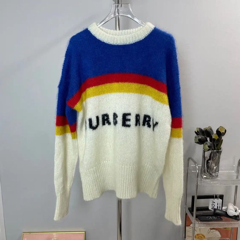 Burberry Burberry Women's White Knit Sweater with Colorful Stripes Size M / US 6-8 / IT 42-44 - 1 Thumbnail