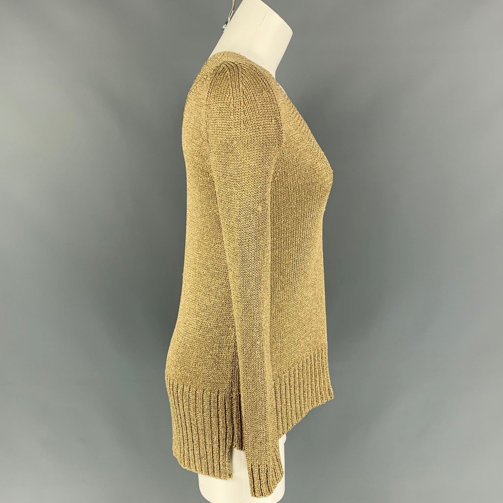Diane von Furstenberg DIANE VON FURSTENBERG S Gold Acetate Blend Knitted Pullover Size S / US 4 / IT 40 - 3 Thumbnail