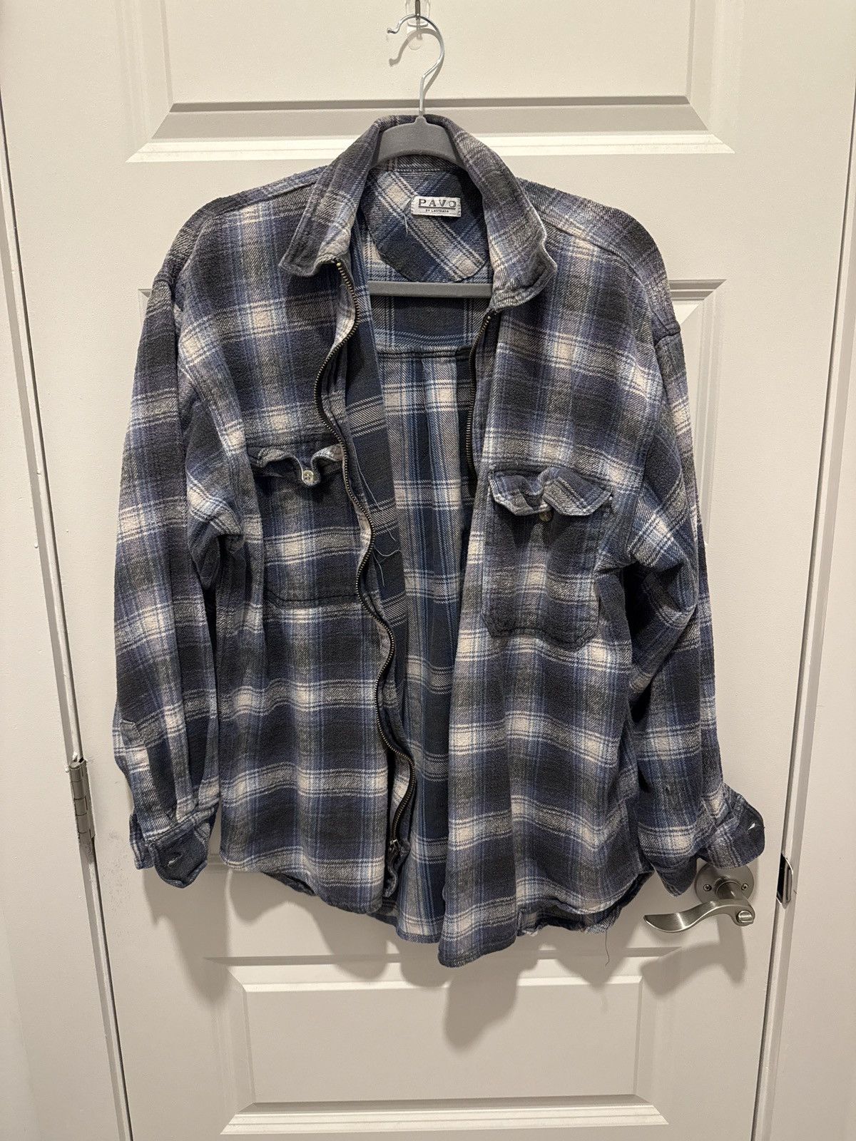 Vintage Vintage 90s zip up blue flannel Size US L / EU 52-54 / 3 - 1 Thumbnail