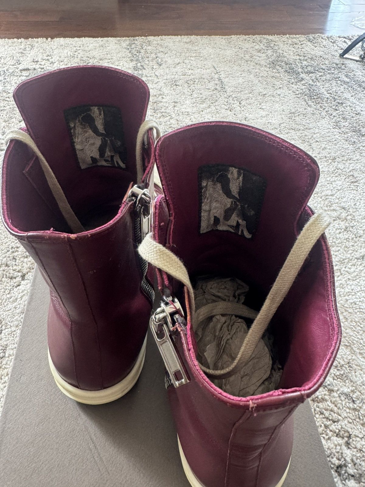 Rick Owens Rick owens High top lace up Ramones color dark fuchsia Size US 10.5 / EU 43-44 - 5 Thumbnail