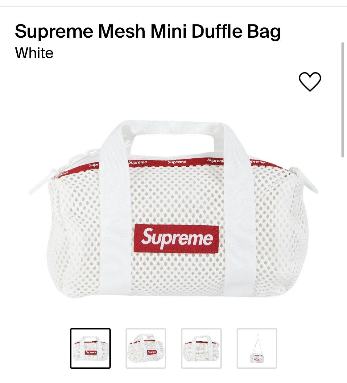 Supreme Mesh Mini Duffle Bag 'white' for Men
