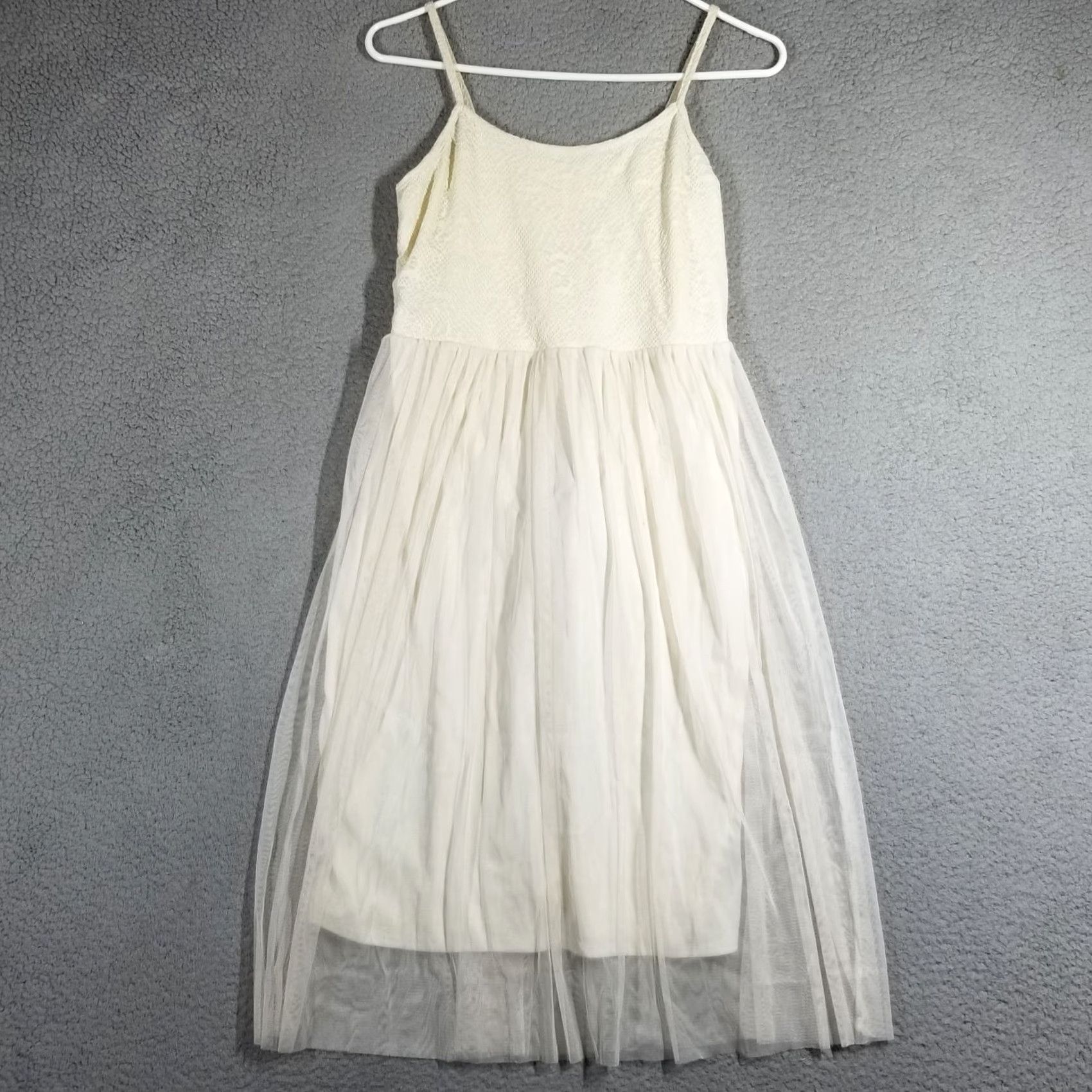 Vintage Xhilaration Boho Sheer Overlay Dress Woman Medium Cream NWT Sleeveless Knee Length Tulle Bohemian Dress Womens Size M / US 6-8 / IT 42-44 - 2 Thumbnail