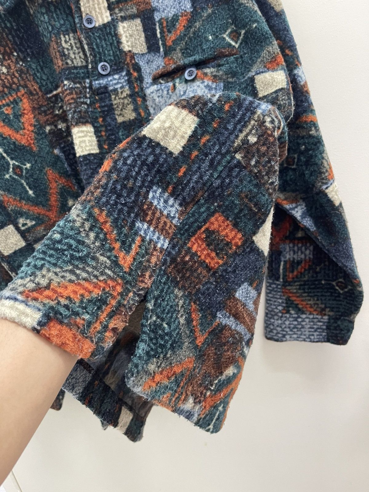 Japanese Brand Compass Half-Button Native Wool Shirts Size US XL / EU 56 / 4 - 12 Thumbnail