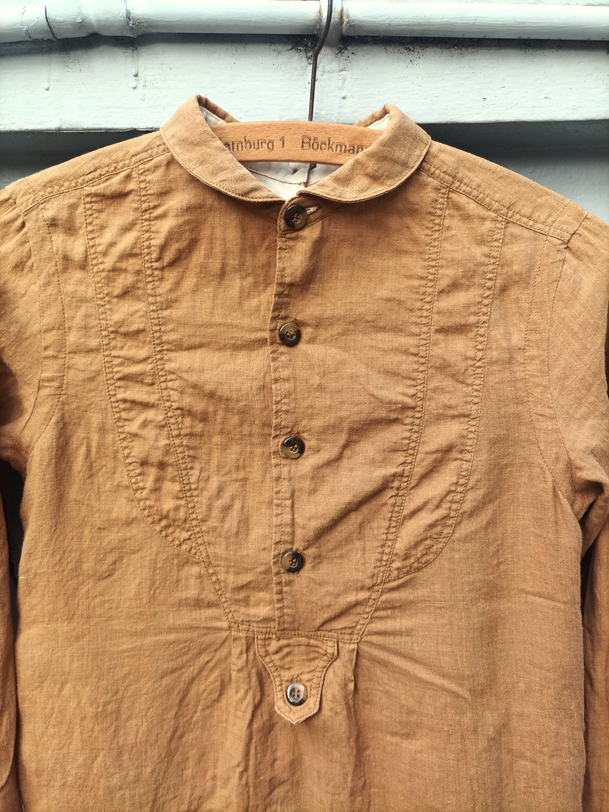 Japanese Brand (D52) Beams Boy Khaki Half Button Linen blouse Size XS / US 0-2 / IT 36-38 - 4 Thumbnail
