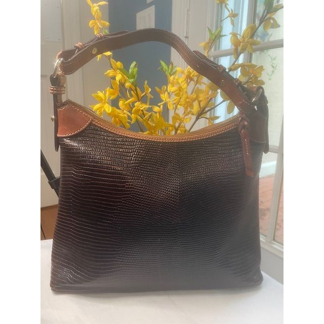Dooney & Bourke Dooney & Bourke Embossed Lizard Hobo Shoulder Bag In Brown L Size ONE SIZE - 3 Thumbnail