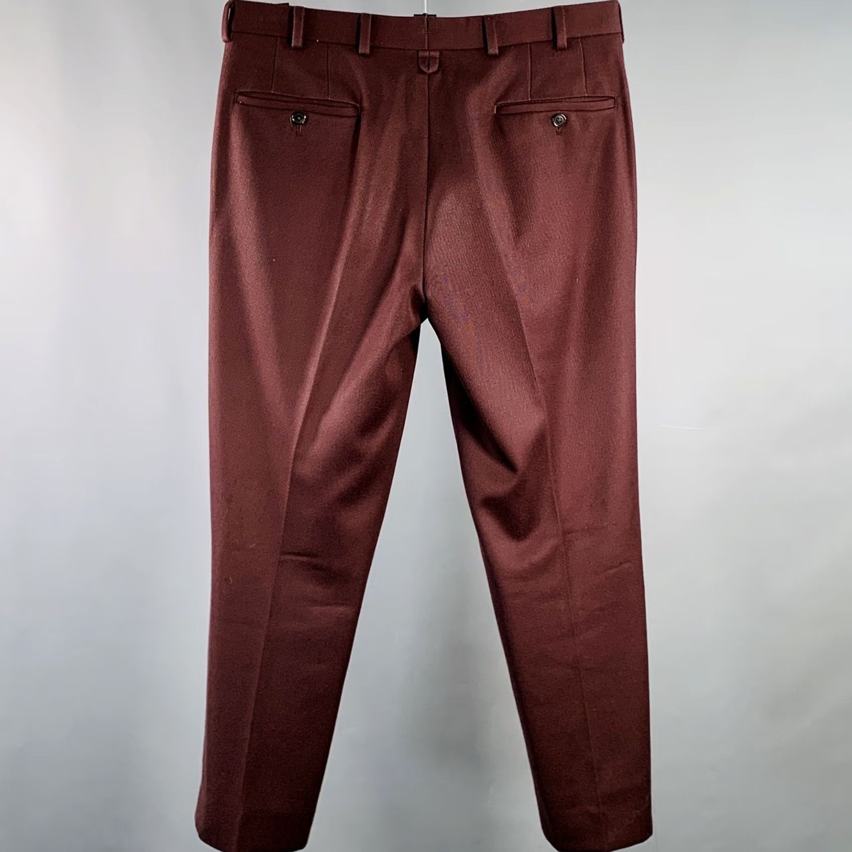 Vintage BLACK FLEECE Dress Pants Burgundy Twill Wool M Men Inseam 27 Button Fly Tapered Wool Pants Size US 31 - 3 Thumbnail