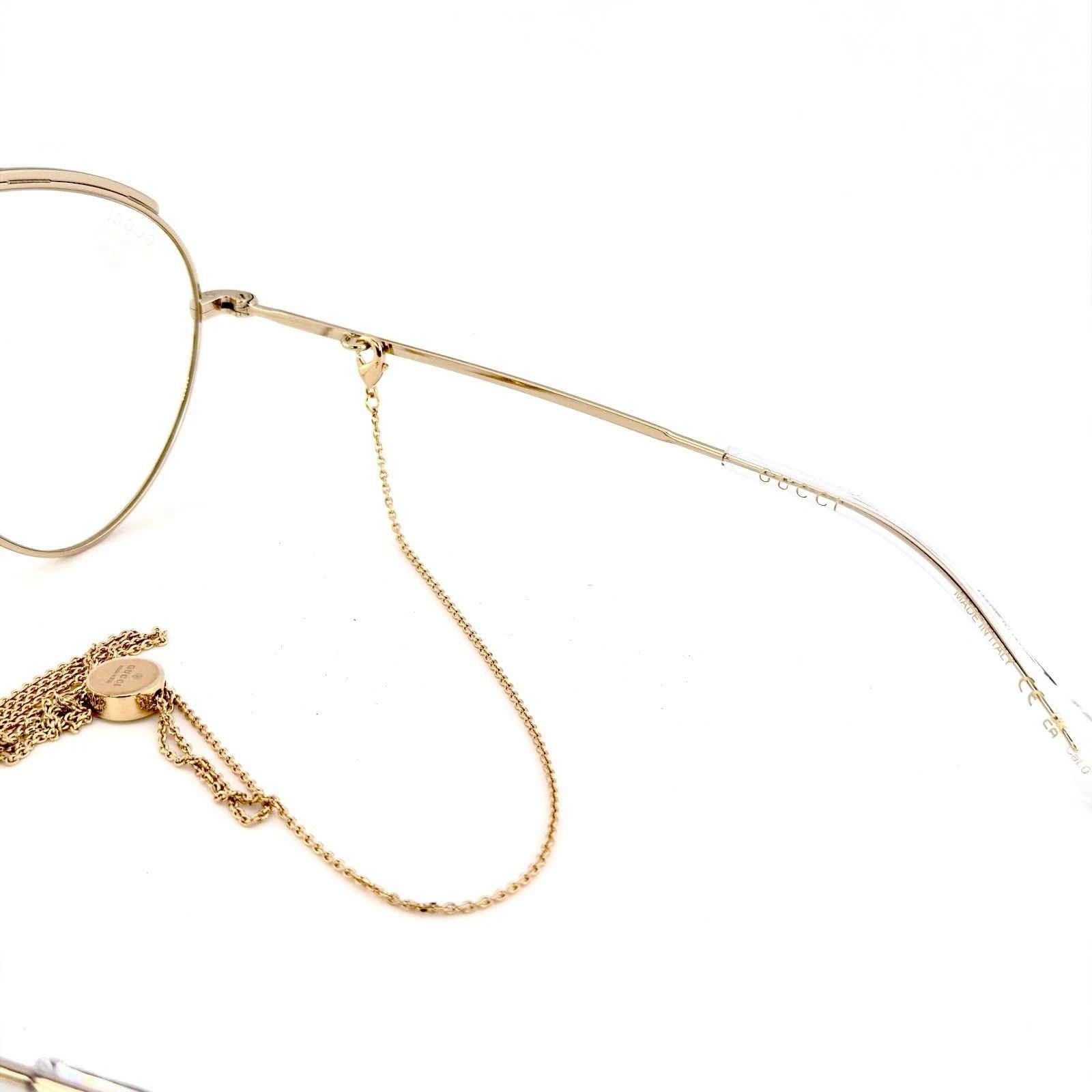 Gucci GUCCI 1654 Gg1654S Gold Clear Chain Charm Style Sunglass 010 Size ONE SIZE - 7 Thumbnail