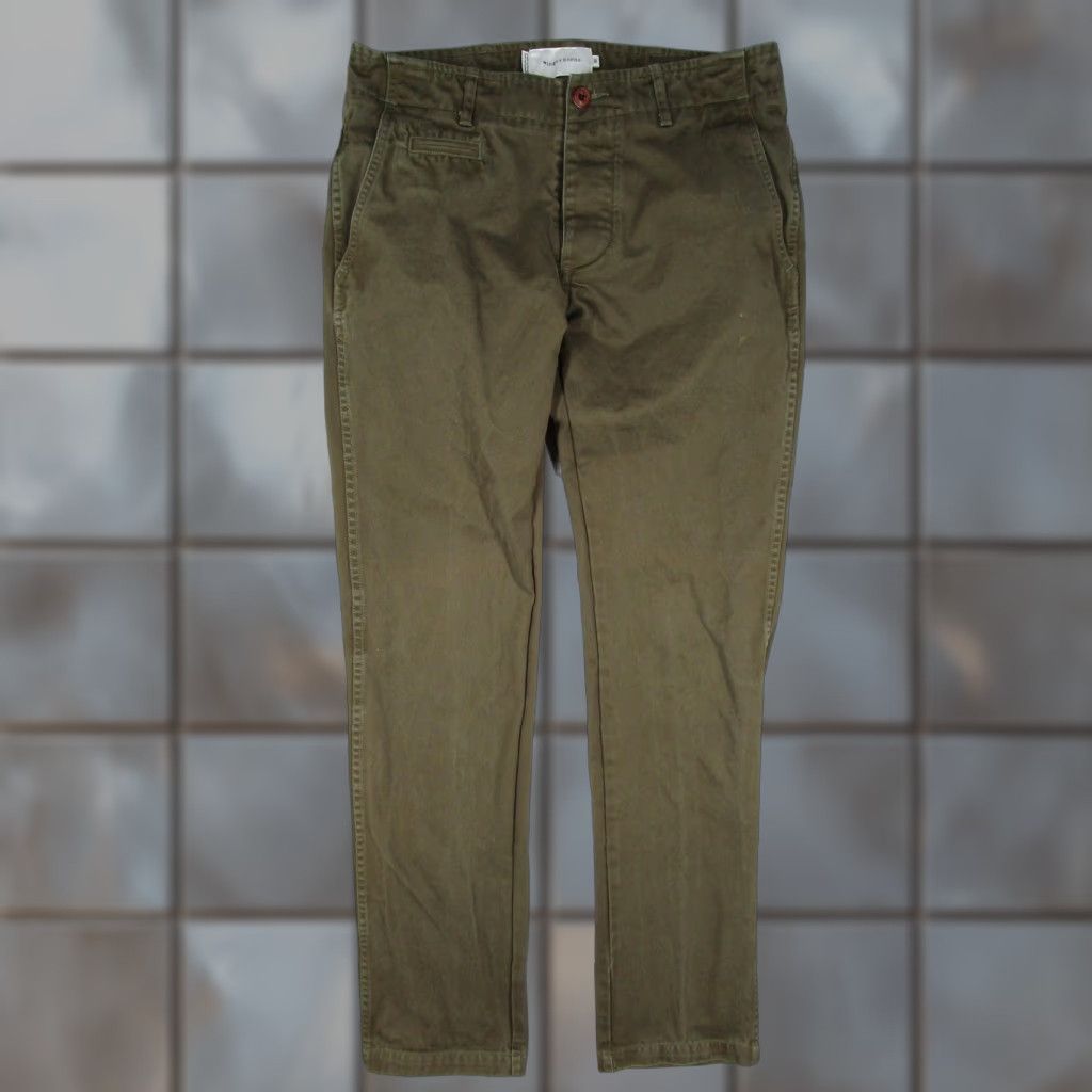 Vintage Wings + Horns Mens Green Slim Fit Chino Pants 29x30 Cotton Canvas 5-Pocket Casual Straight Leg Made in Canada Size US 29 - 1 Thumbnail