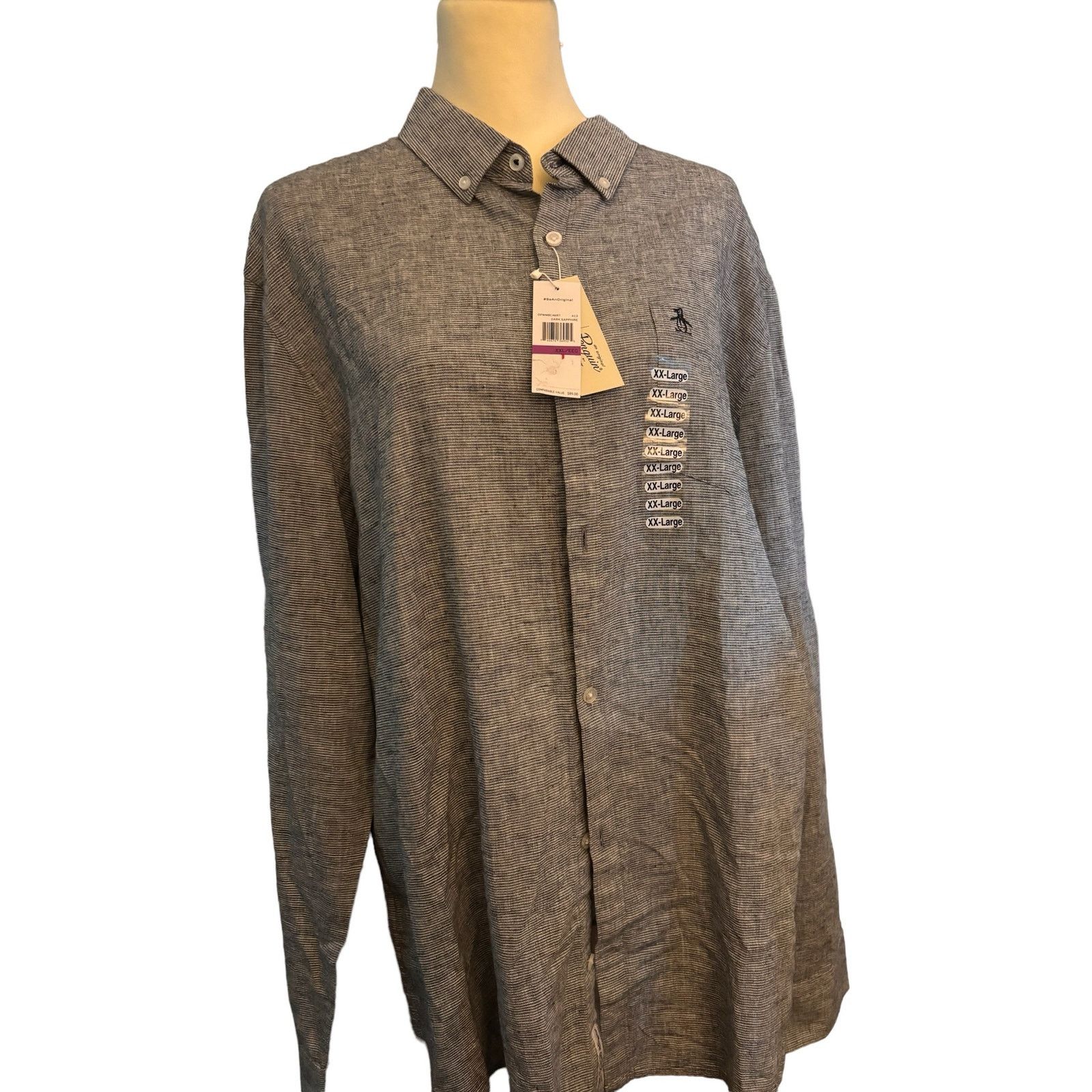 Original Penguin Penguin Men's Button Long Sleeve Dress Shirt XXL NWT Blue Size US XXL / EU 58 / 5 - 1 Thumbnail