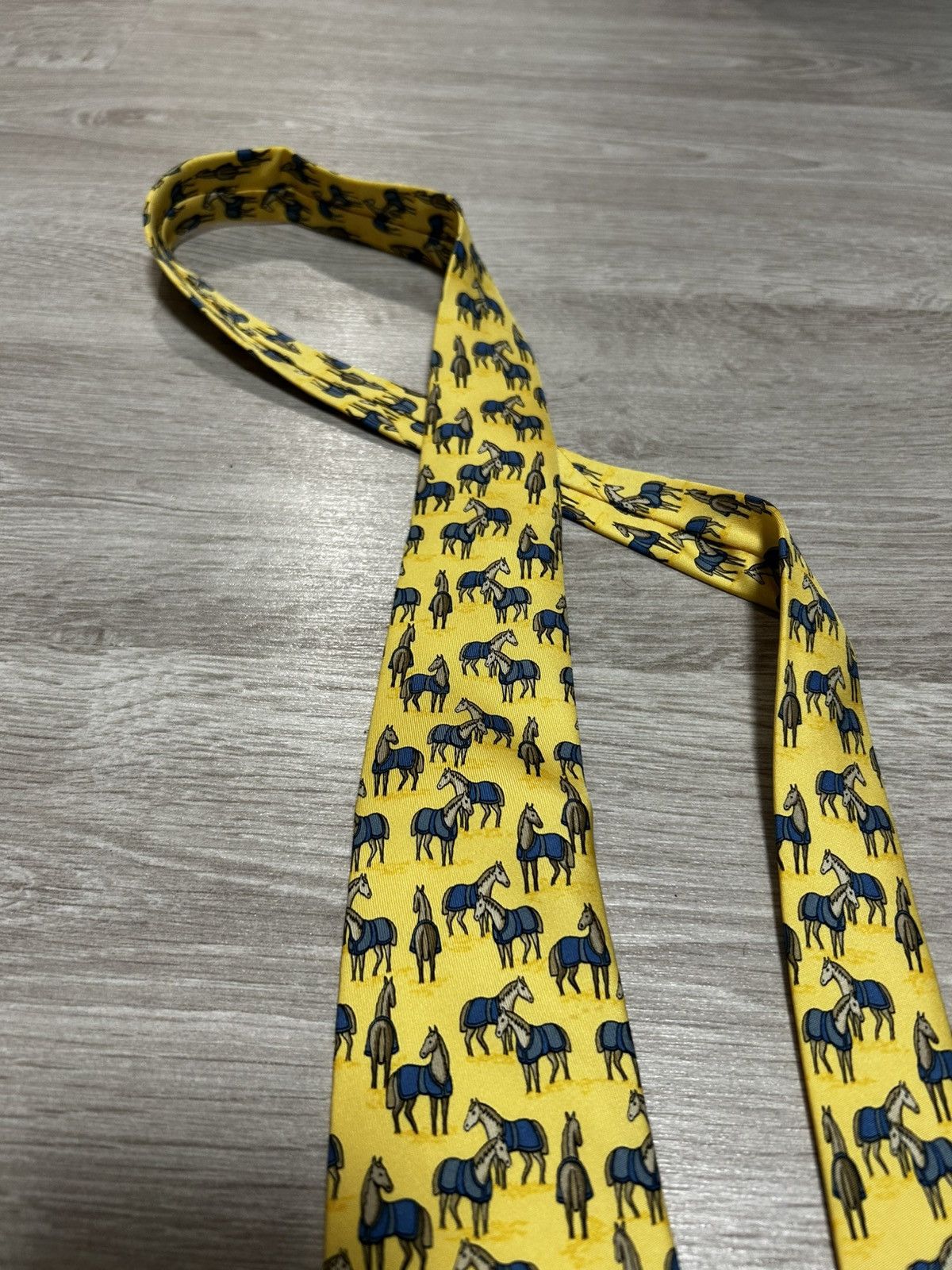 Hermes Hermes Tie Silk Horses yellow France Size ONE SIZE - 5 Thumbnail