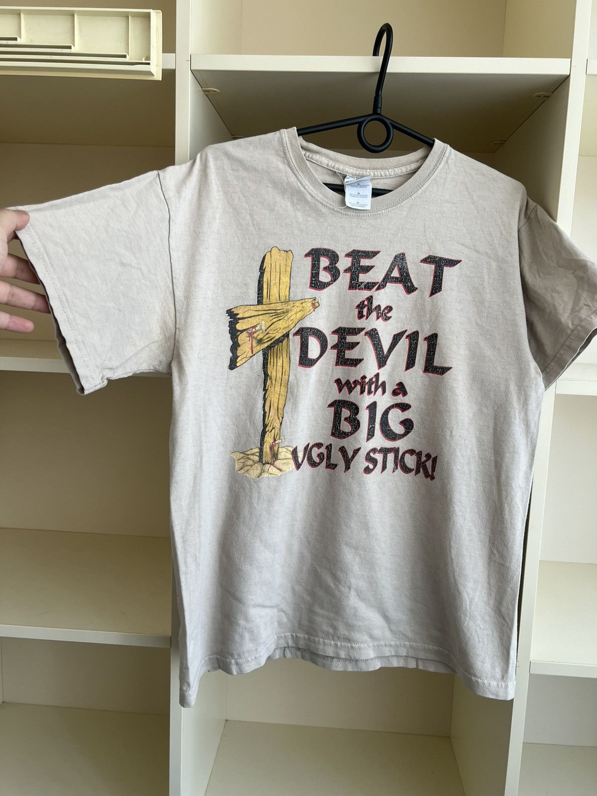 Vintage Vintage Jesus Beat the Devil With a Big Ugly Stick T-Shirt Size US M / EU 48-50 / 2 - 9 Thumbnail