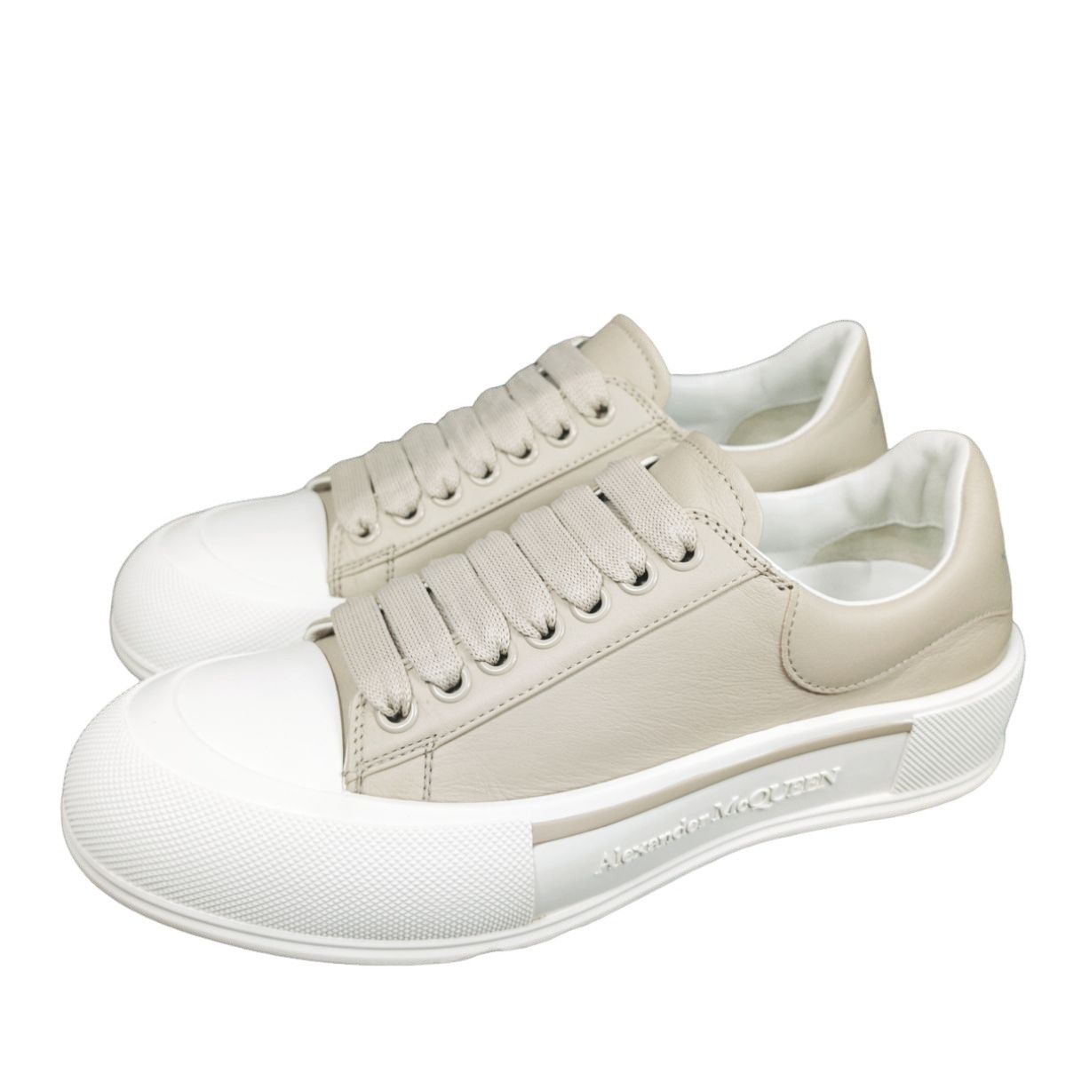 Alexander McQueen Alexander McQueen Beige Leather Oversized Sneakers 42 Size US 9 / EU 42 - 1 Thumbnail