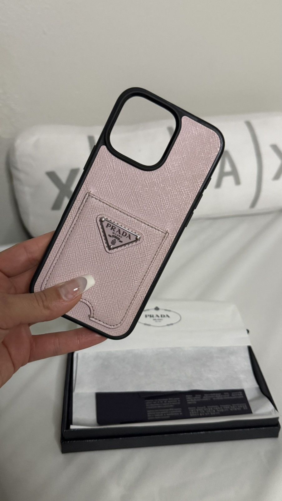 Prada Prada IPhone 16 Pro Max Leather Case in Alabaster Pink | Grailed