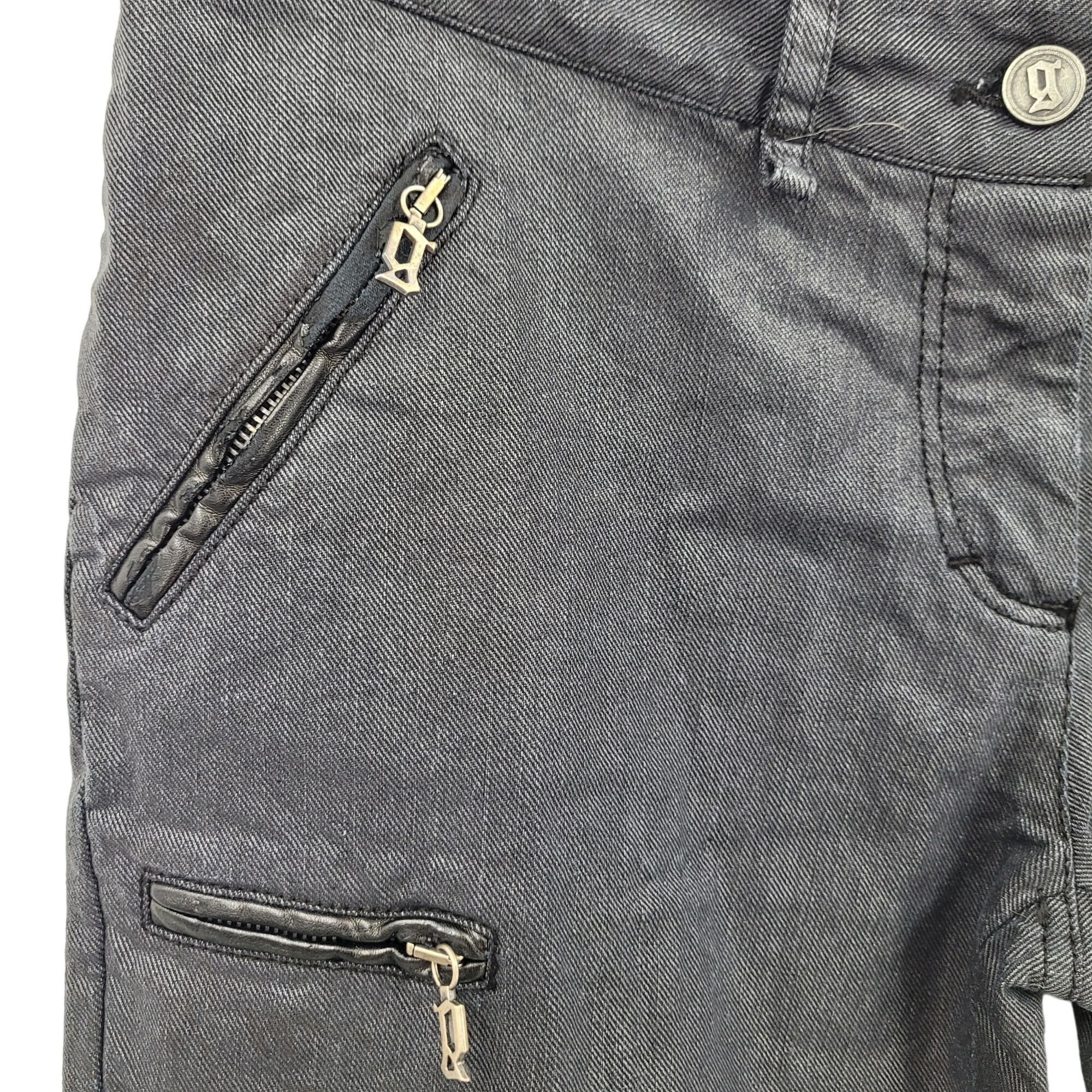 John Galliano Galliano Black Waxed Moto Jeans 32 Ankle Zip Pockets Militar Size 32" / US 10 / IT 46 - 7 Thumbnail