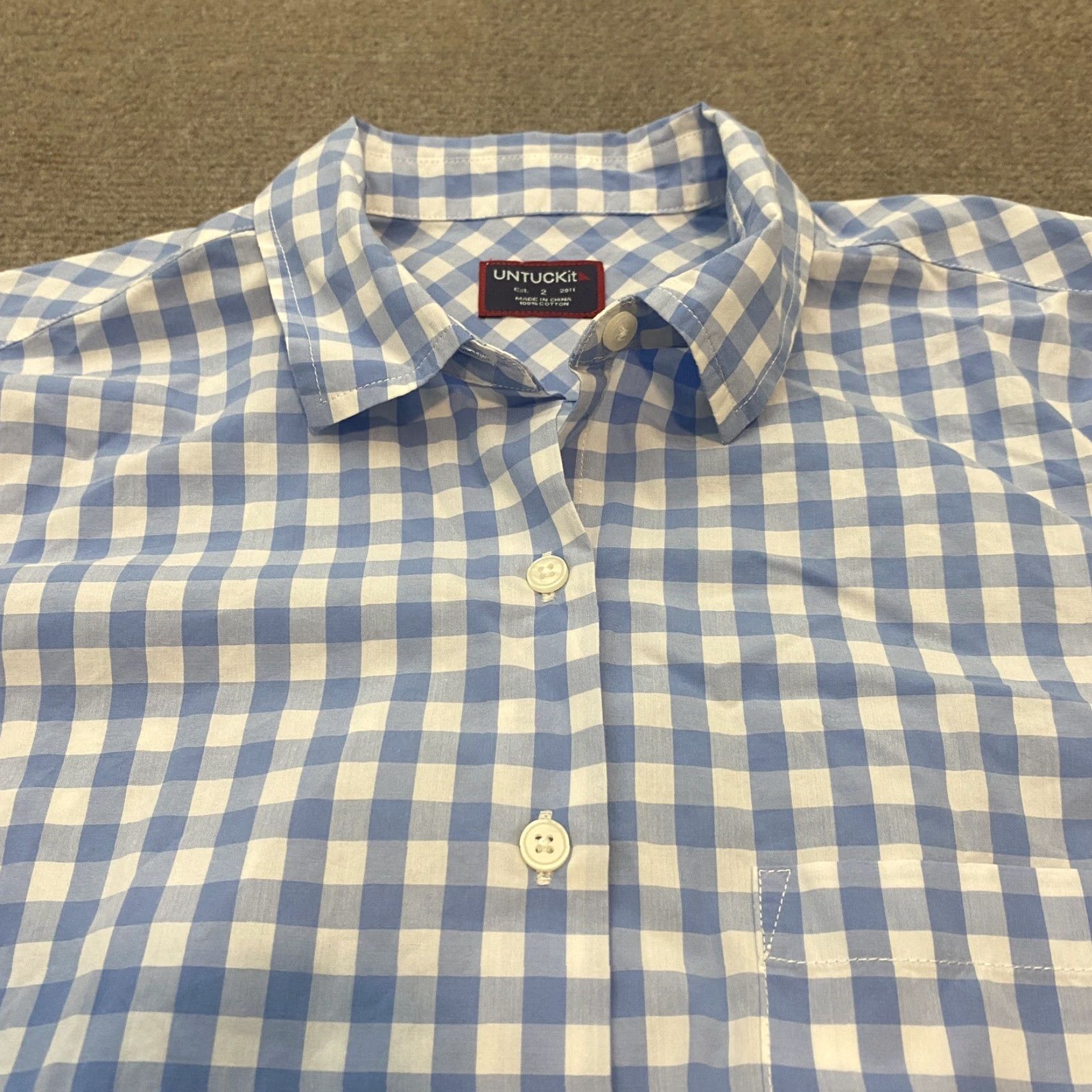 UNTUCKit UNTUCKit Shirt Womens Size 2 Button Up Long Sleeve Blue White Checkered Size XS / US 0-2 / IT 36-38 - 2 Thumbnail