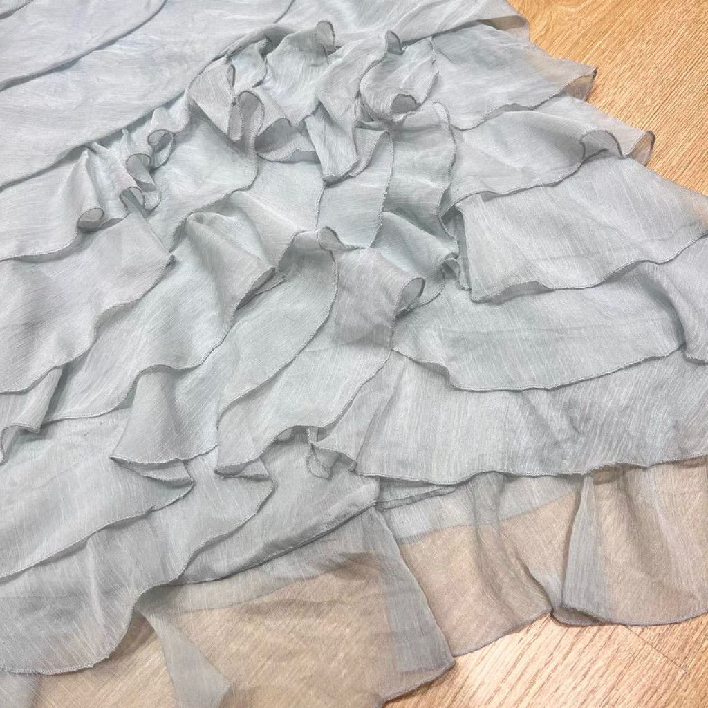 Other Light Blue Mint Ruffle Mini Dress Size S / US 4 / IT 40 - 4 Thumbnail