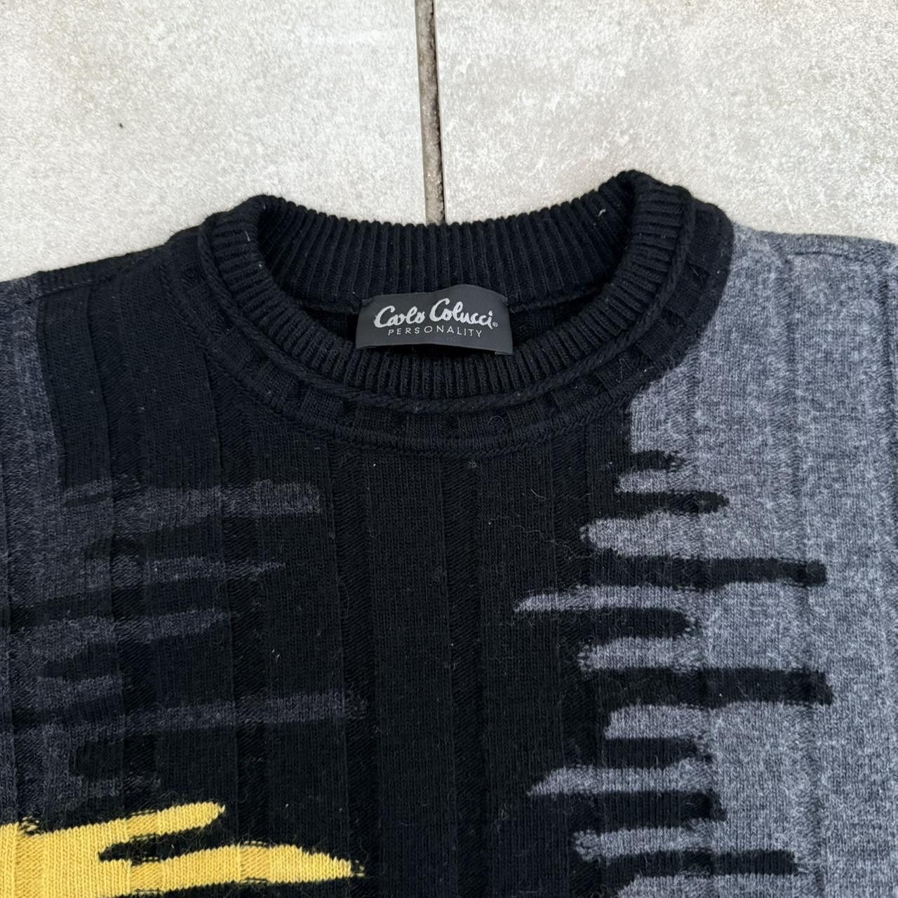 Carlo Colucci Carlo Colucci Grey and Yellow Wool Sweater Coogi Style Size US L / EU 52-54 / 3 - 5 Thumbnail