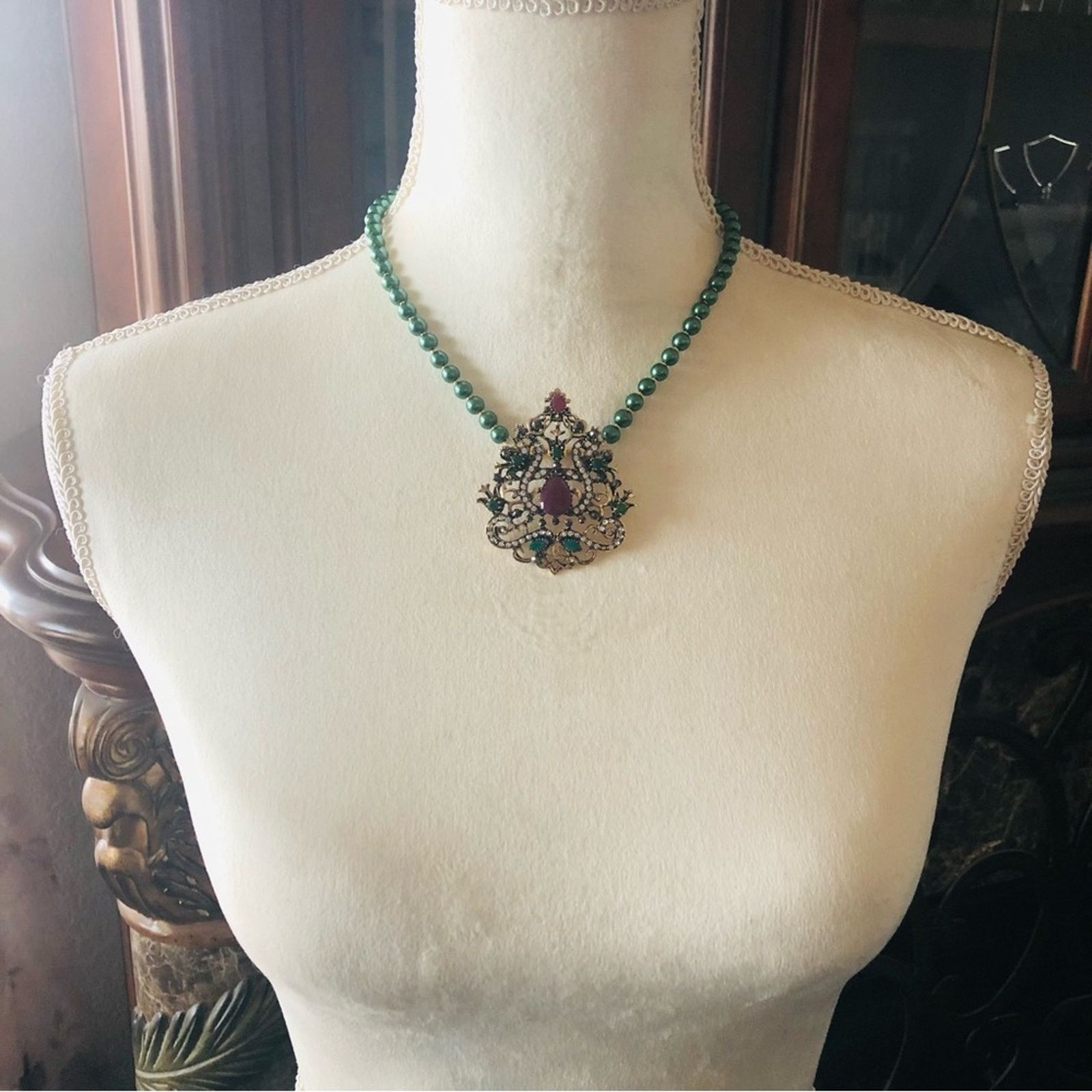 Handmade Handcrafted repurpose regal look stone Pearl necklace Size ONE SIZE - 6 Thumbnail