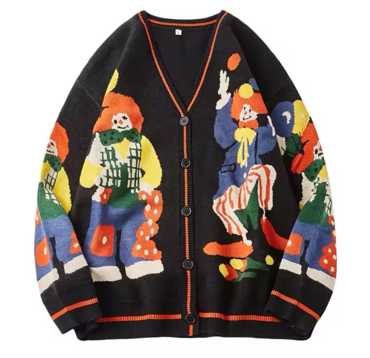 Designer × Japanese Brand Clown Knitted Sweater Men Cardigan Oversized Streetwear Size US M / EU 48-50 / 2 - 1 Thumbnail